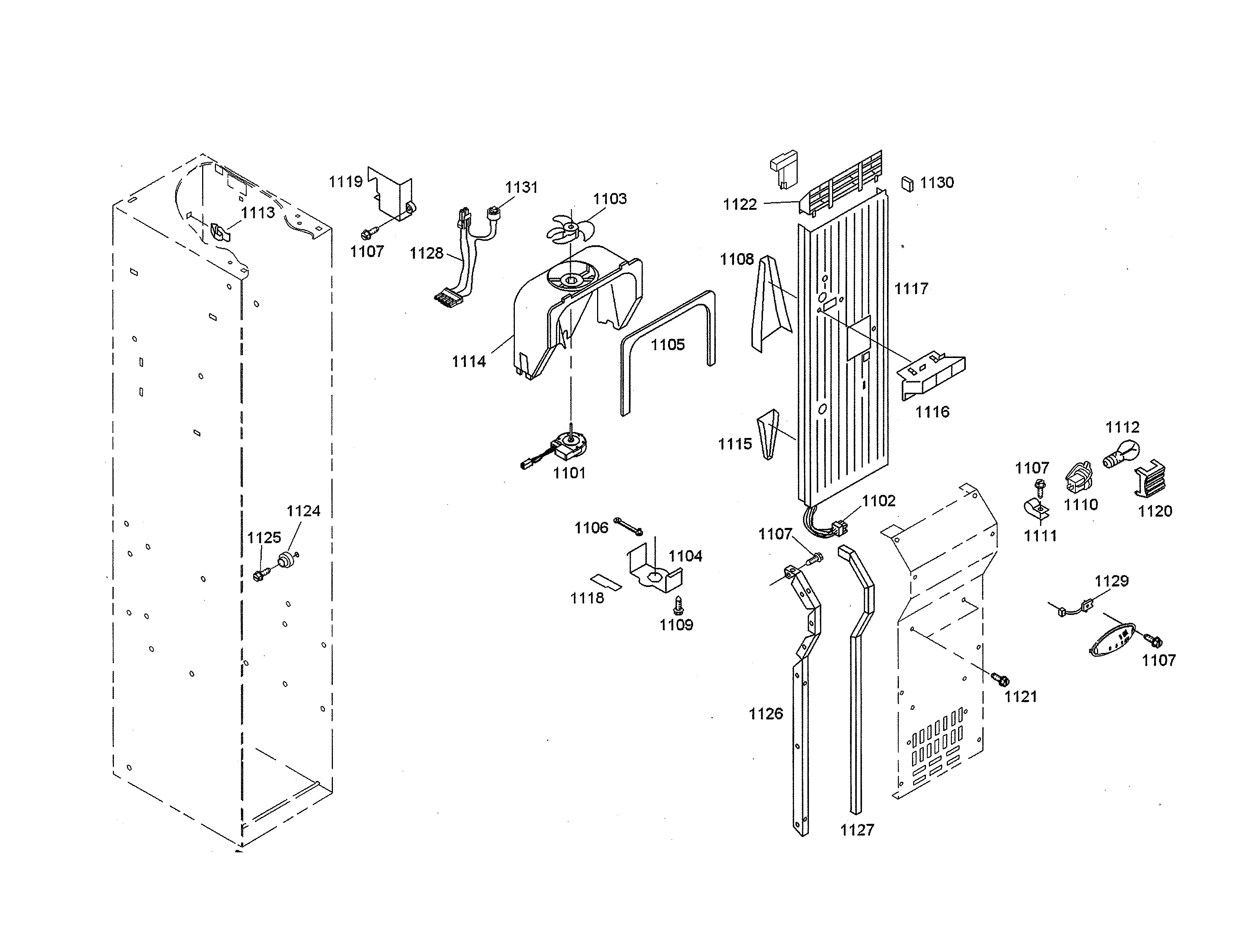 Thermador KBUIT4855E/03 air duct/fan blade diagram