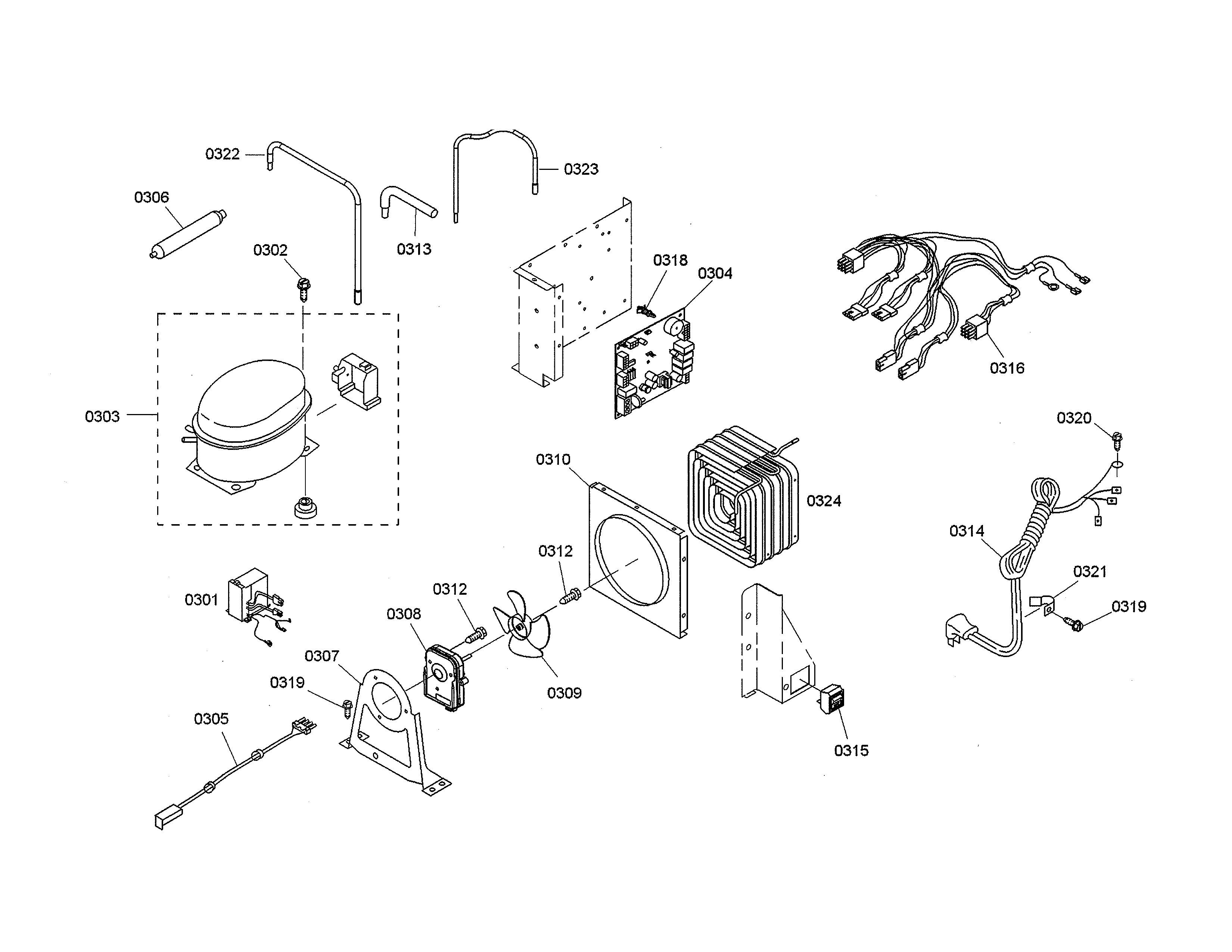 Thermador KBUIT4855E/04 compressor/condenser diagram
