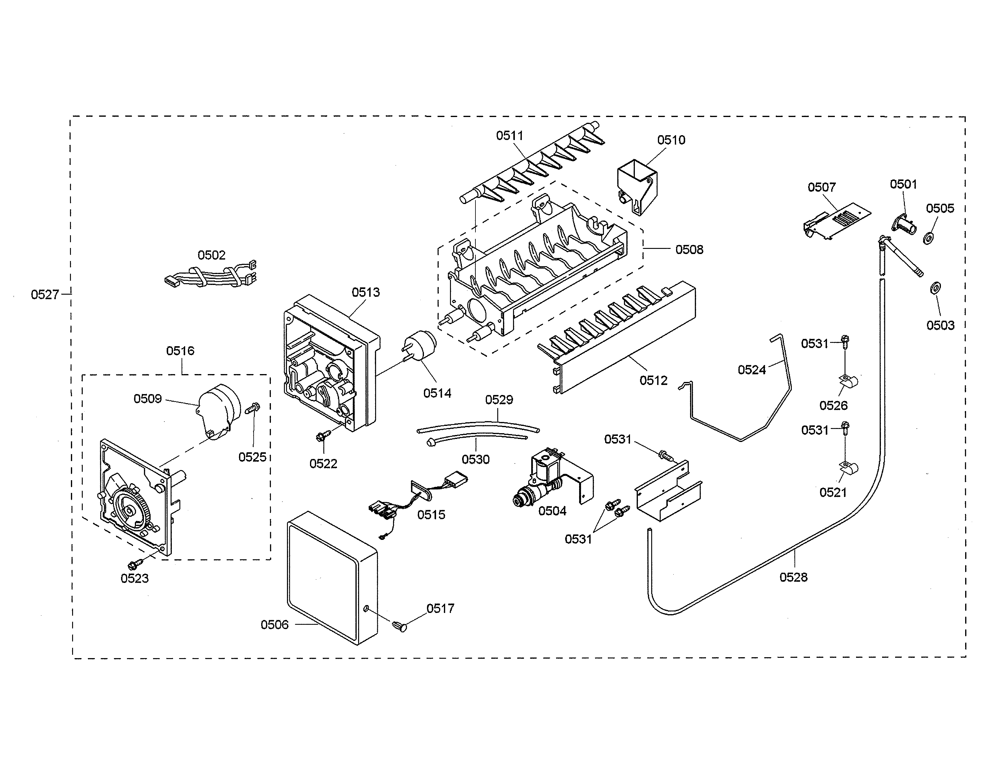 Thermador KBUIT4855E/04 icemaker/motor diagram