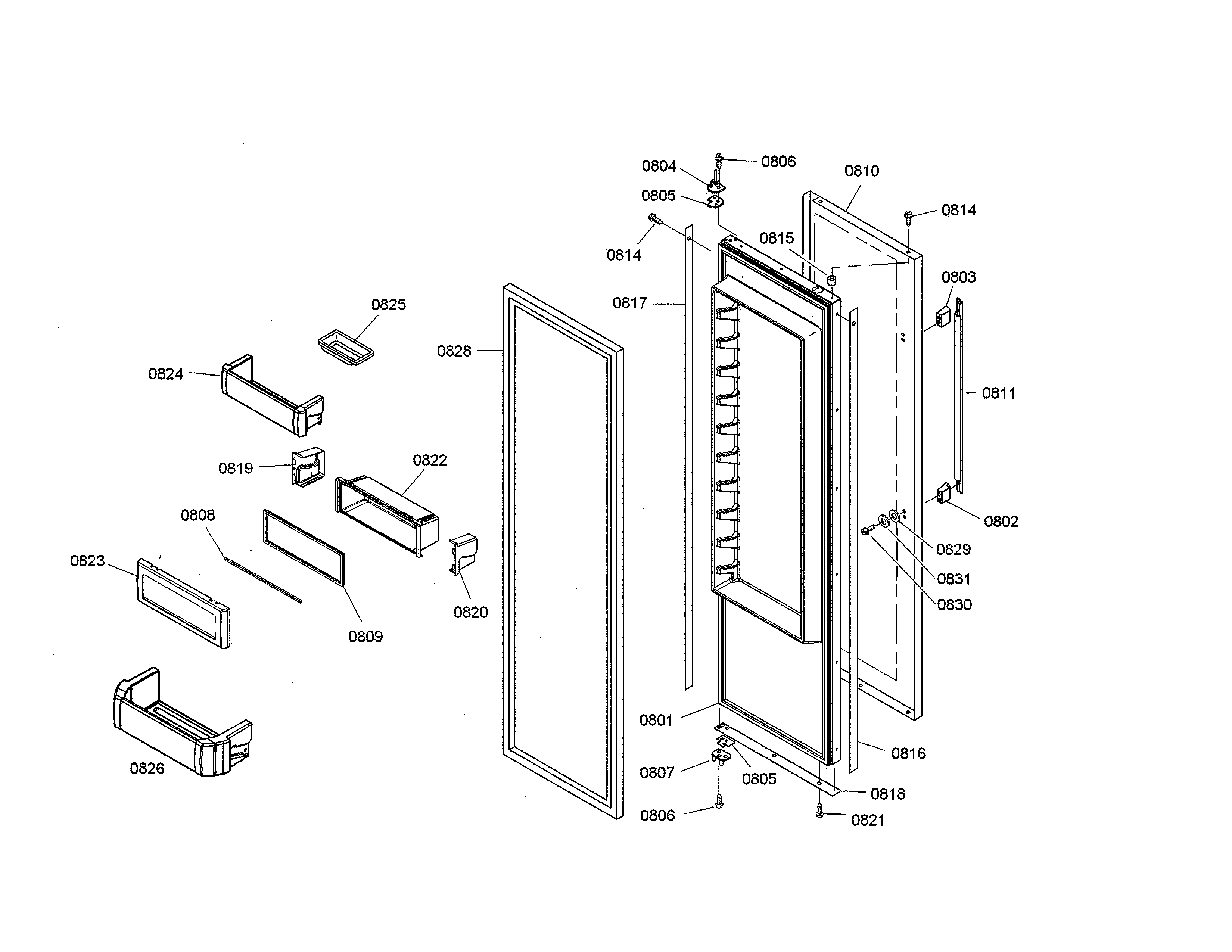 Thermador KBUIT4855E/04 refrigerator door diagram