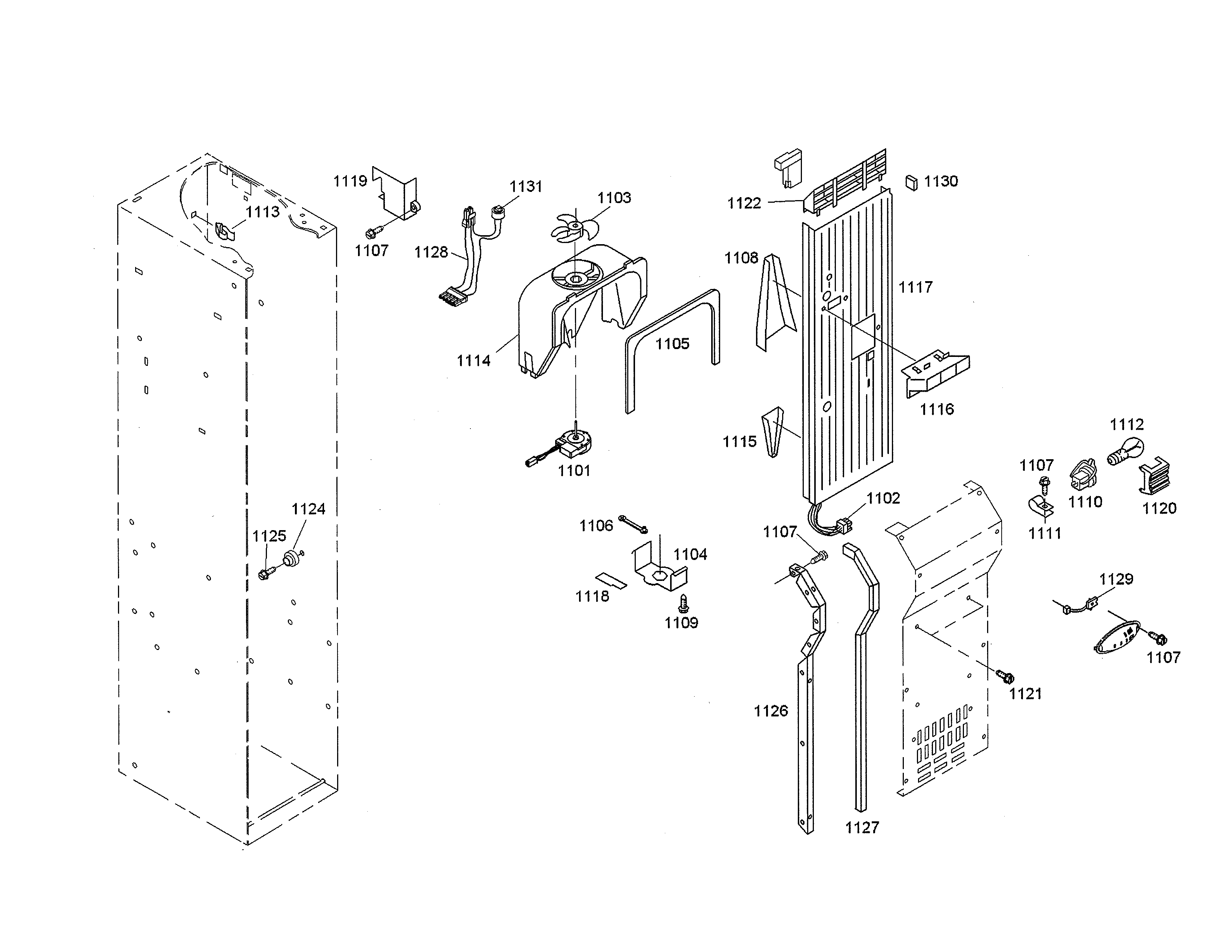 Thermador KBUIT4855E/04 fan motor/air duct diagram