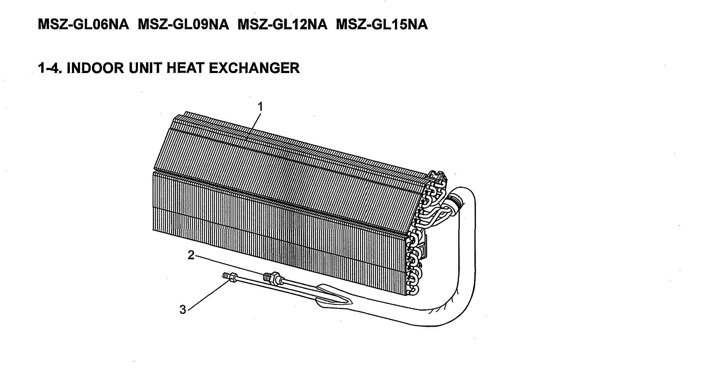 Mitsubishi MSZ-GL06NA-U1 indoor unit heat exchanger diagram