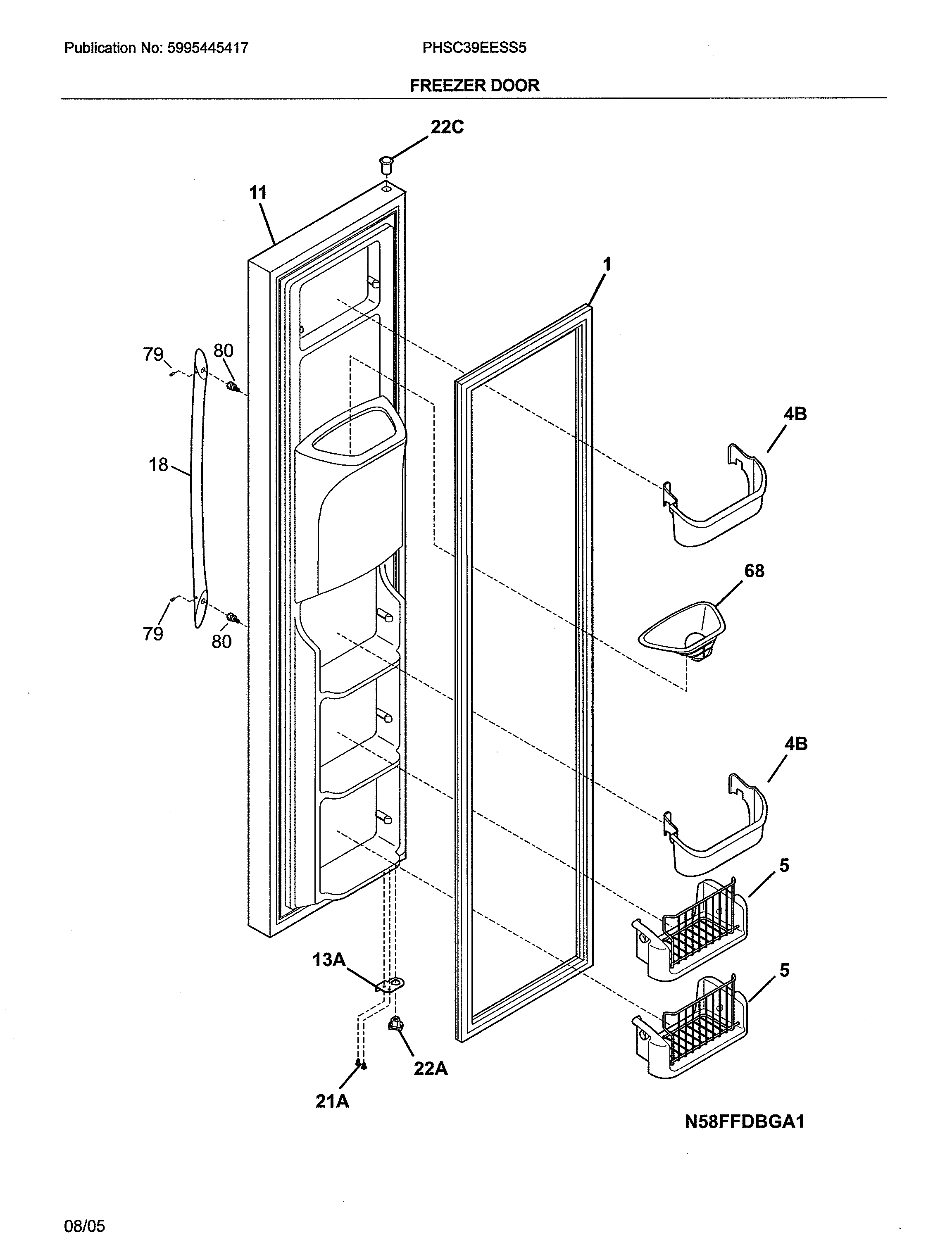 Frigidaire PHSC39EESS5 freezer door diagram