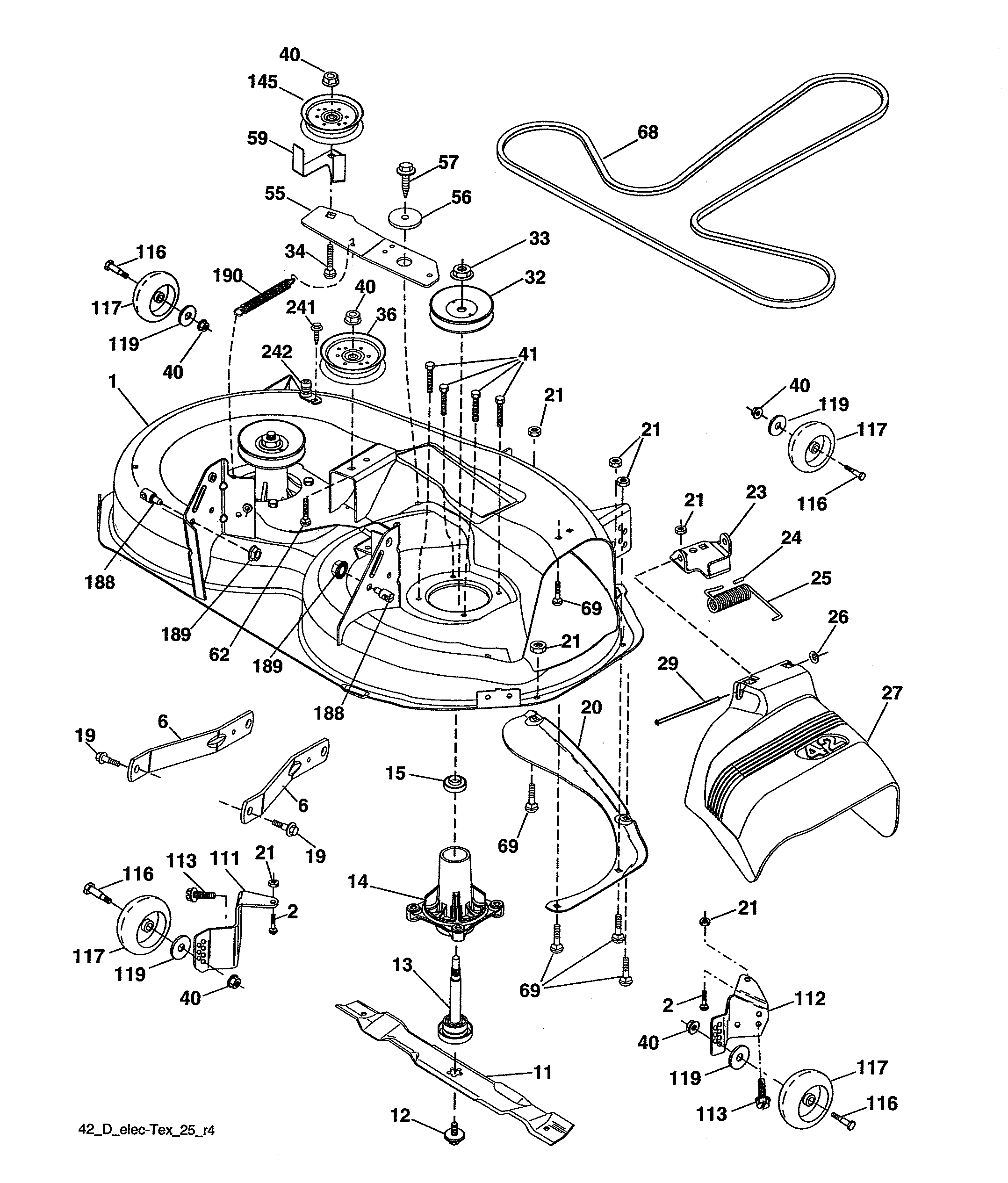 Craftsman 960420219 mower deck diagram