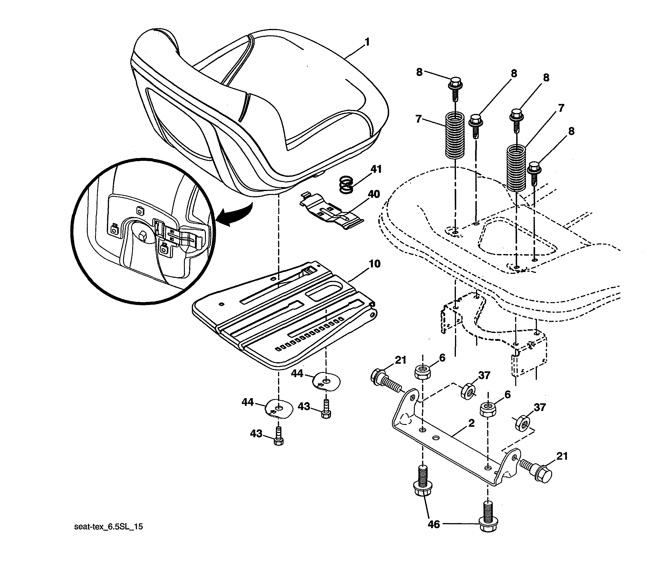 Craftsman 960420219 seat assembly diagram