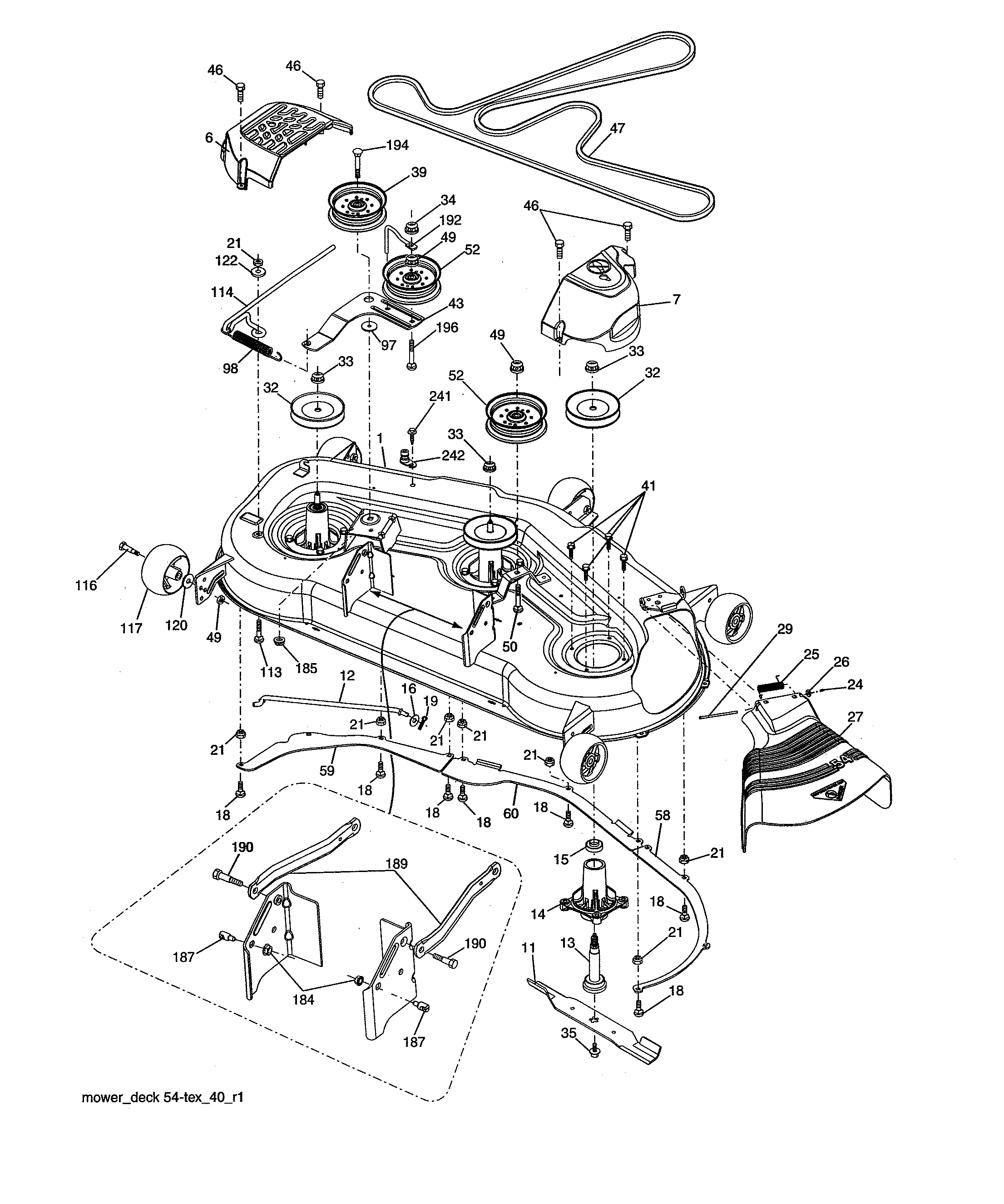 Craftsman 960420221 mower deck diagram