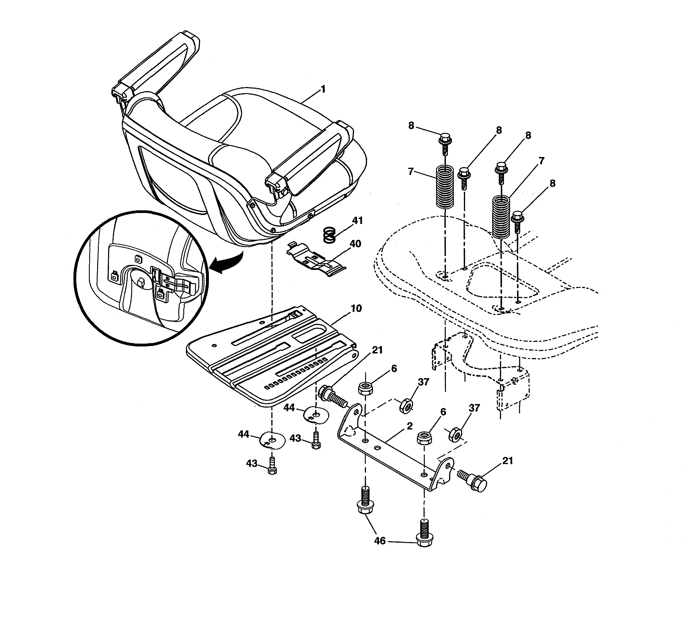 Craftsman 960420221 seat assembly diagram