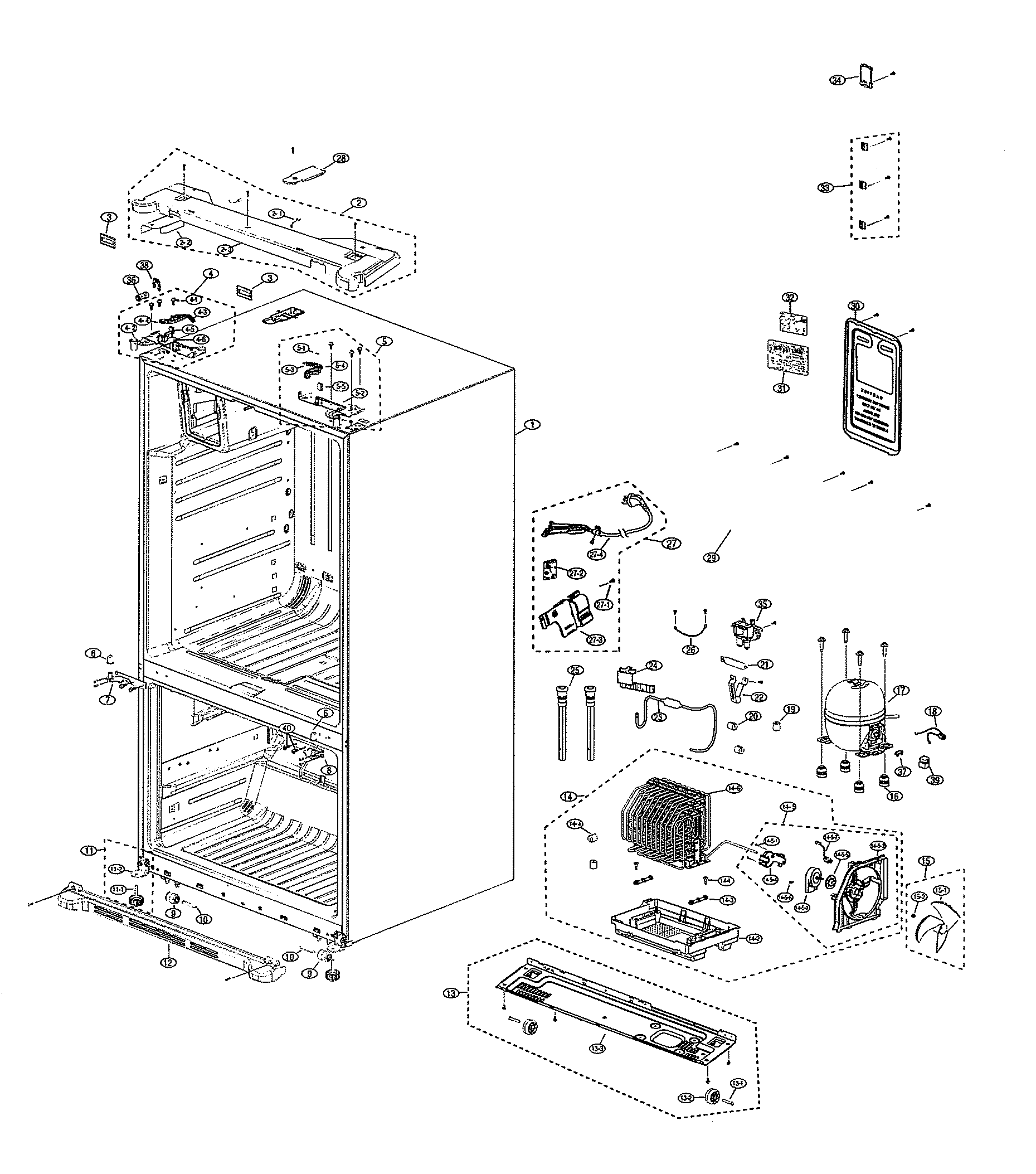 Samsung RF26VADBP/XAA-00 cabinet diagram