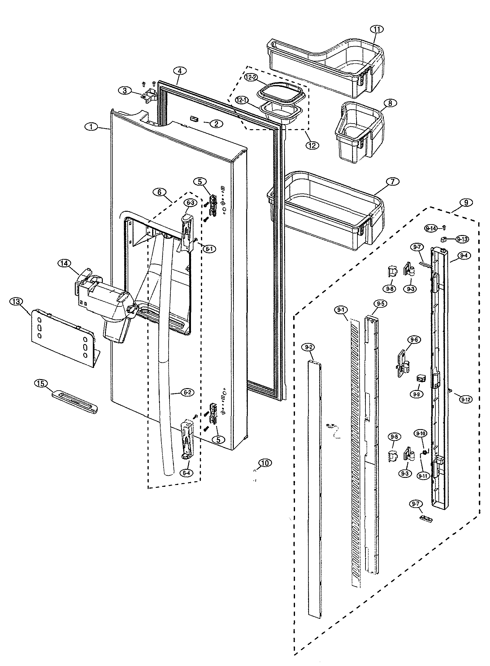 Samsung RF26VADBP/XAA-00 left refrigerator door diagram