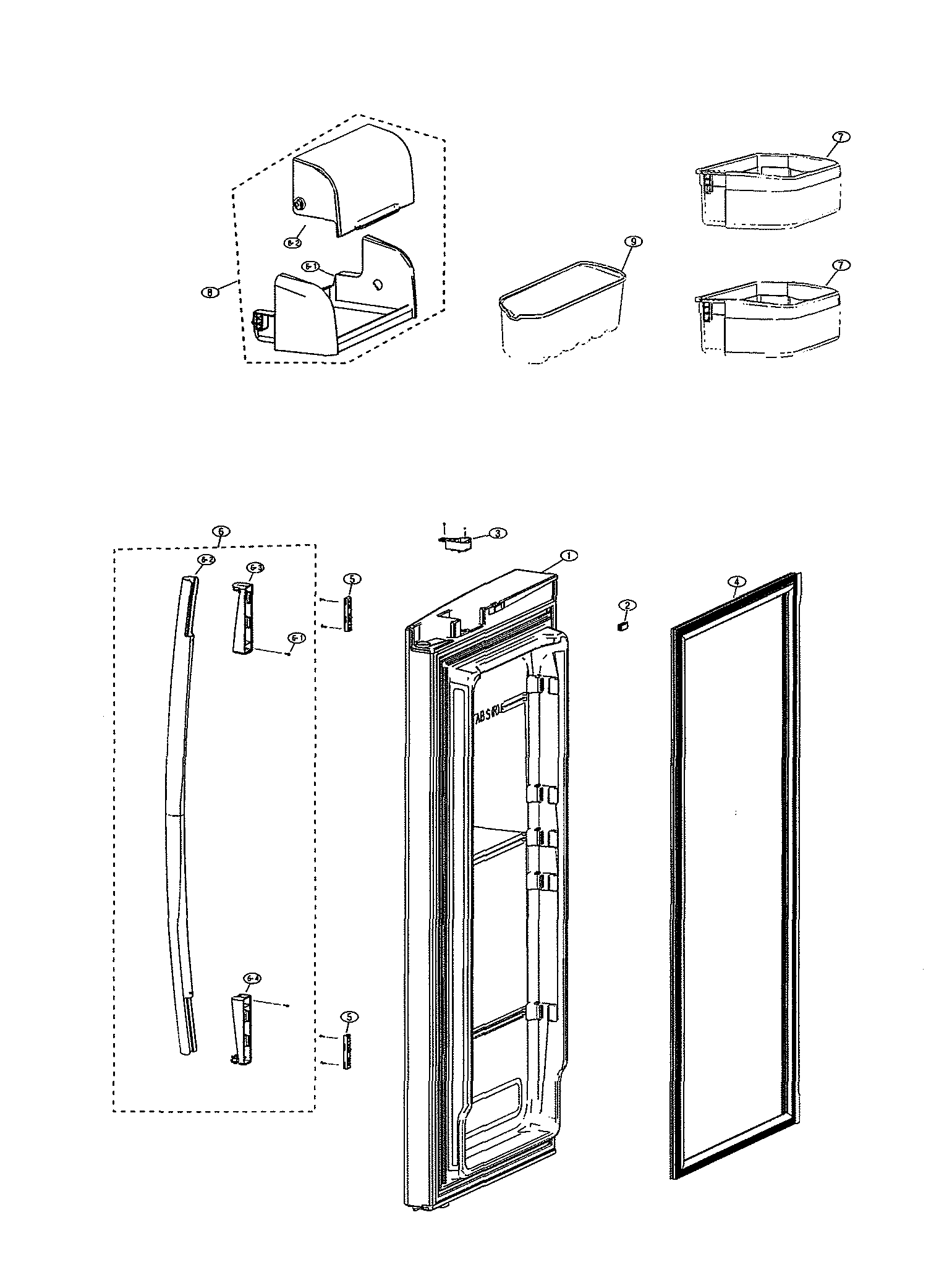 Samsung RF26VADBP/XAA-00 right refrigerator door diagram