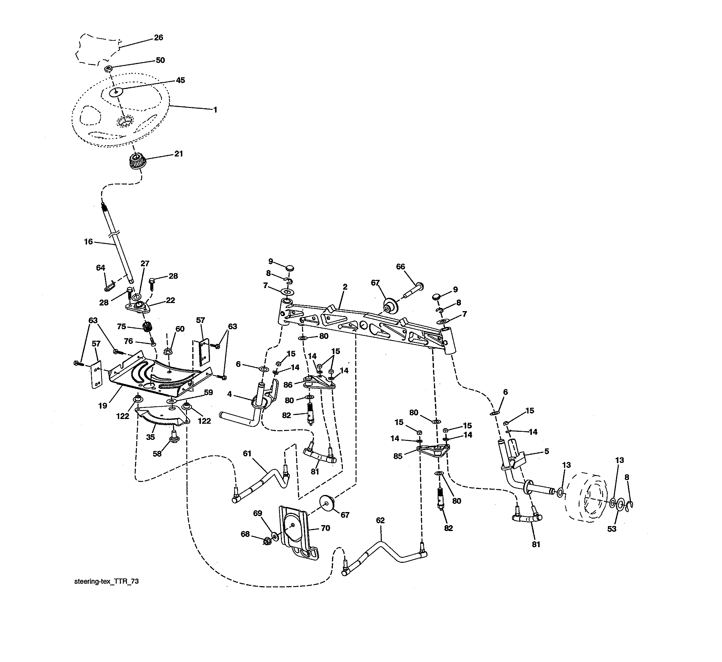 Craftsman 960420222 steering assembly diagram