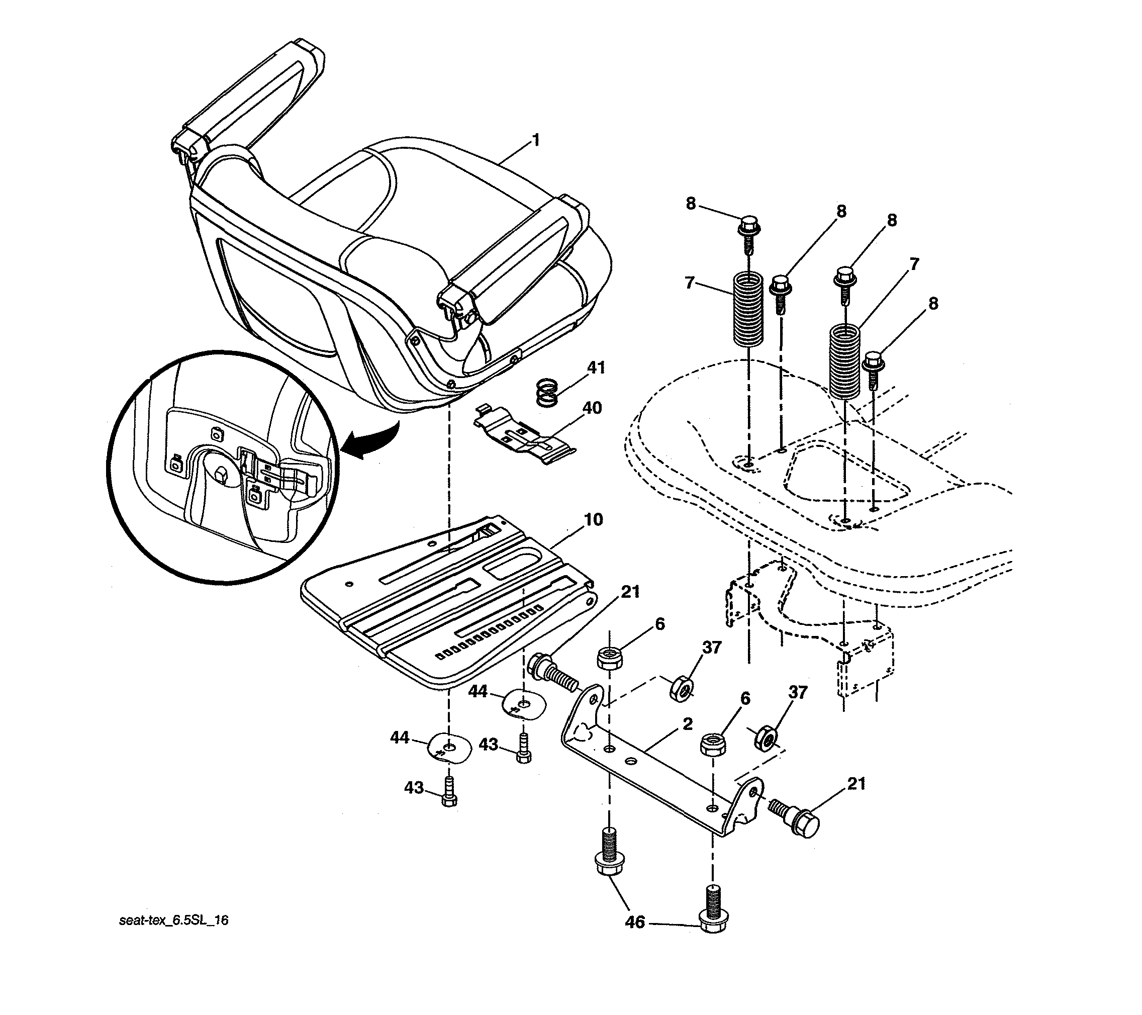 Craftsman 960420222 seat assembly diagram