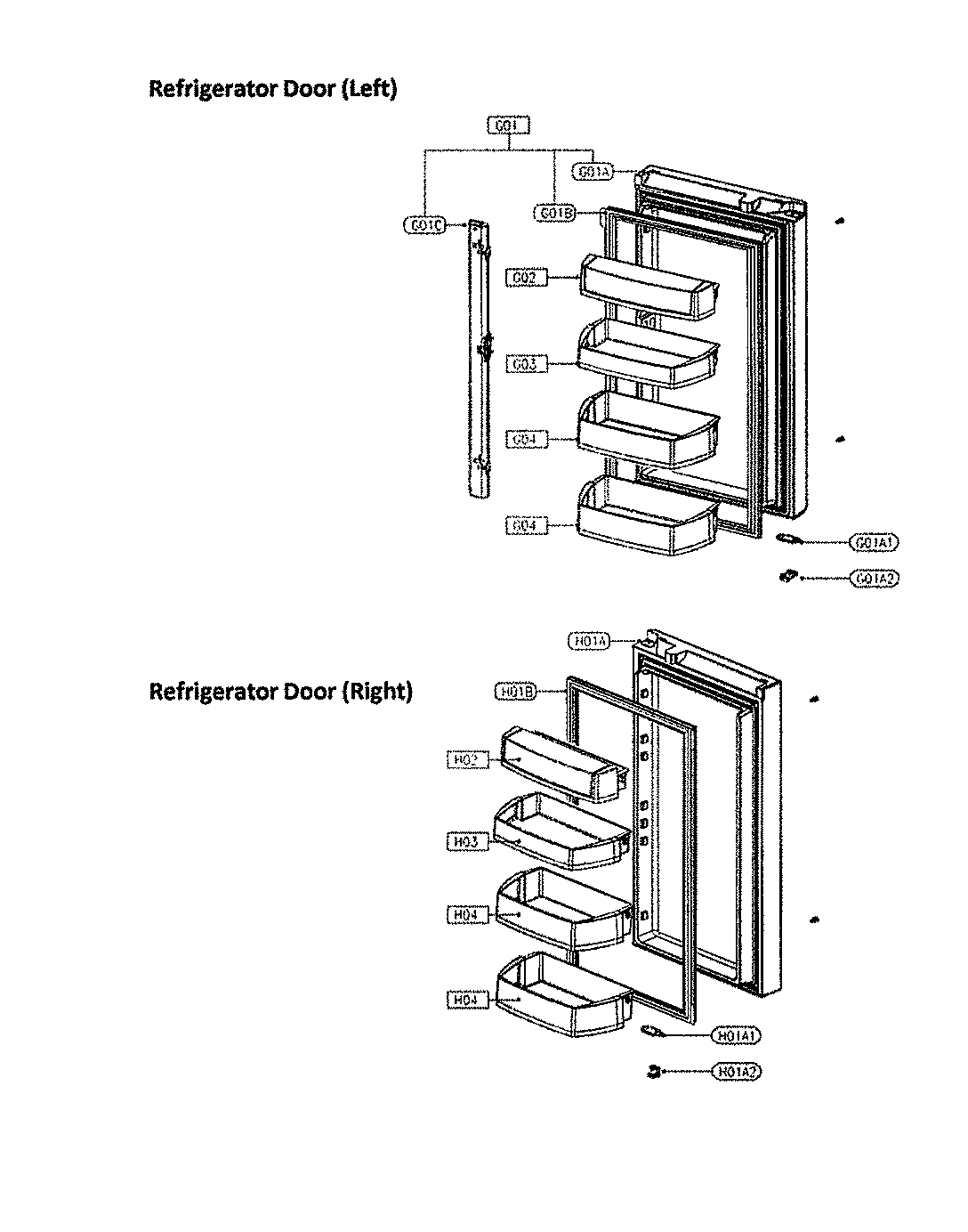Kenmore 11173027711 refrigerator door diagram