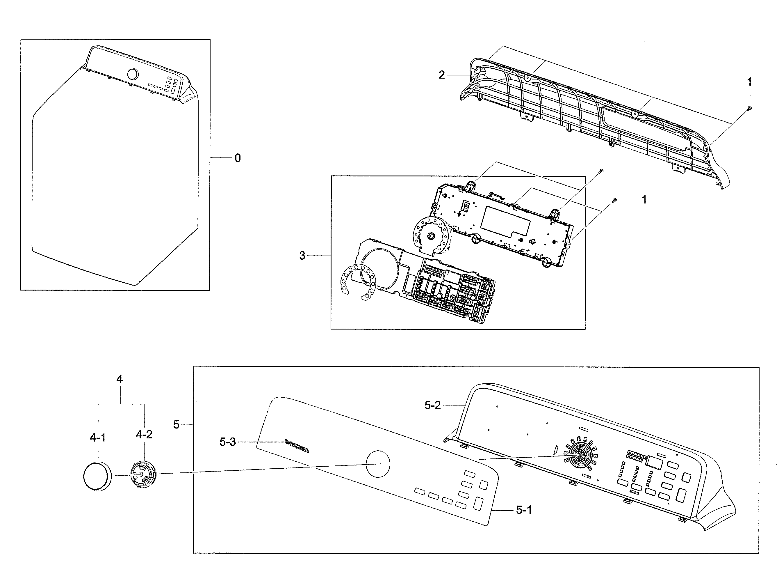 Samsung DVE50M7450W/A3-00 control panel diagram