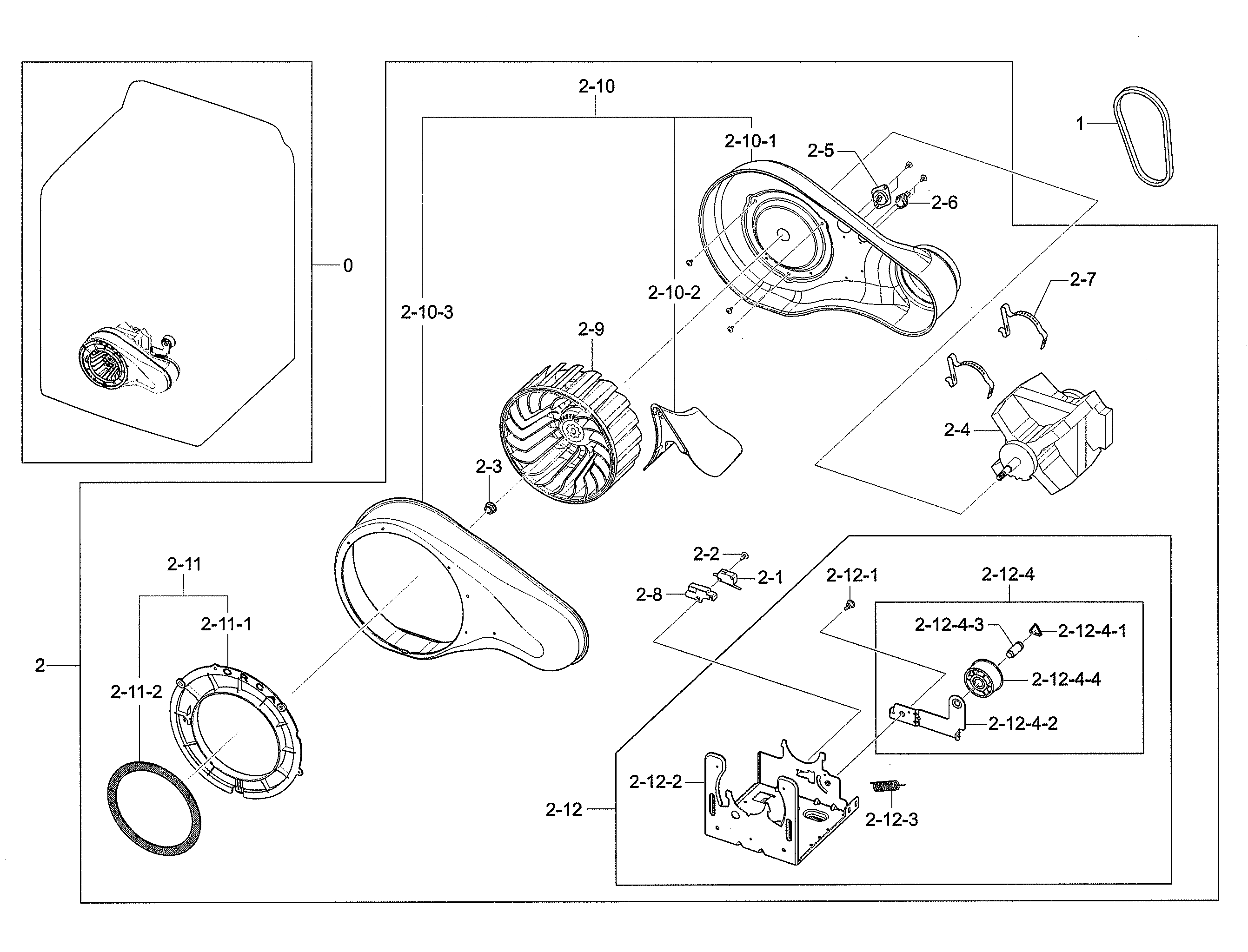 Samsung DVE50M7450W/A3-00 motor duct diagram