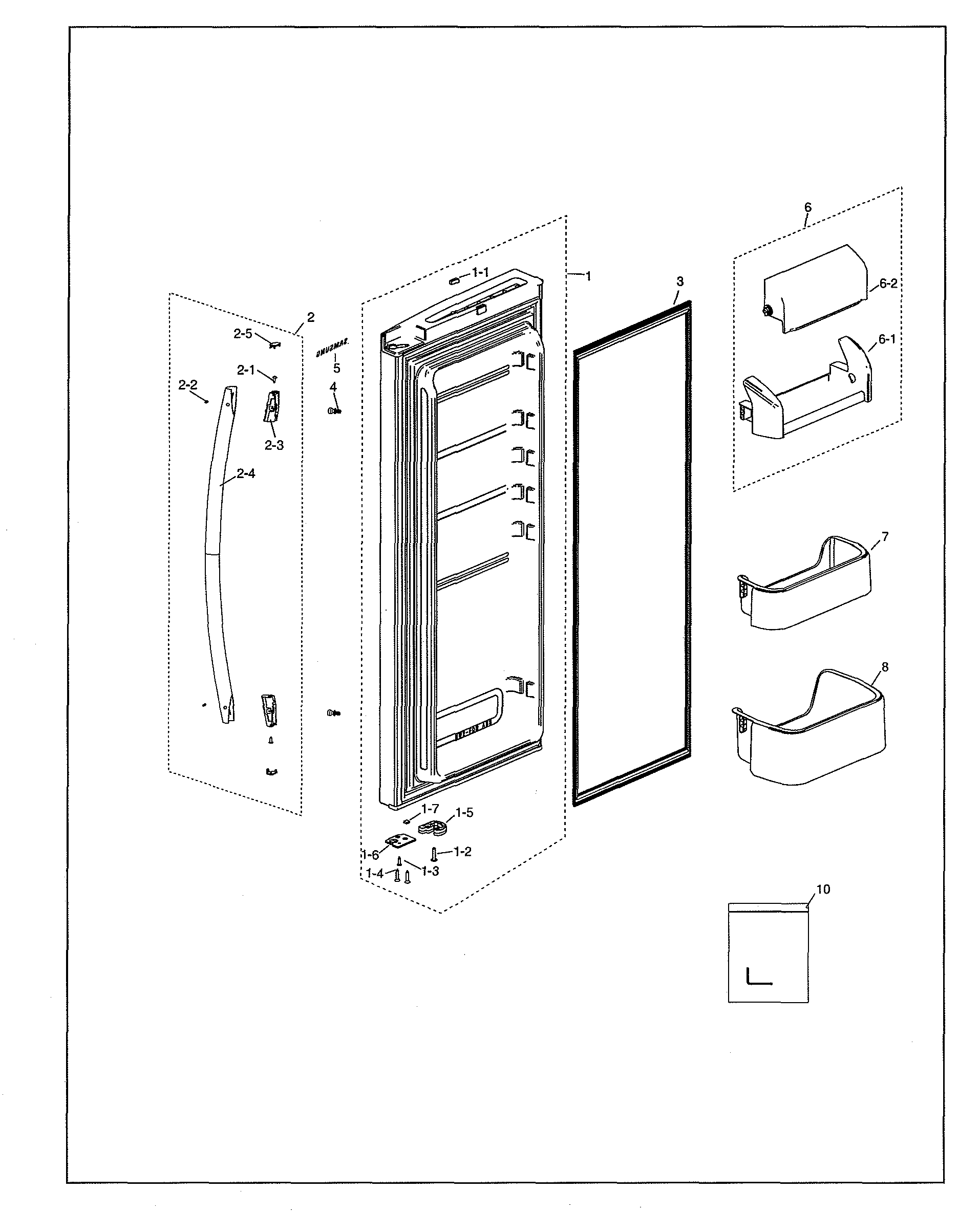 Samsung RF18HFENBSR/US-00 right refrigerator door diagram