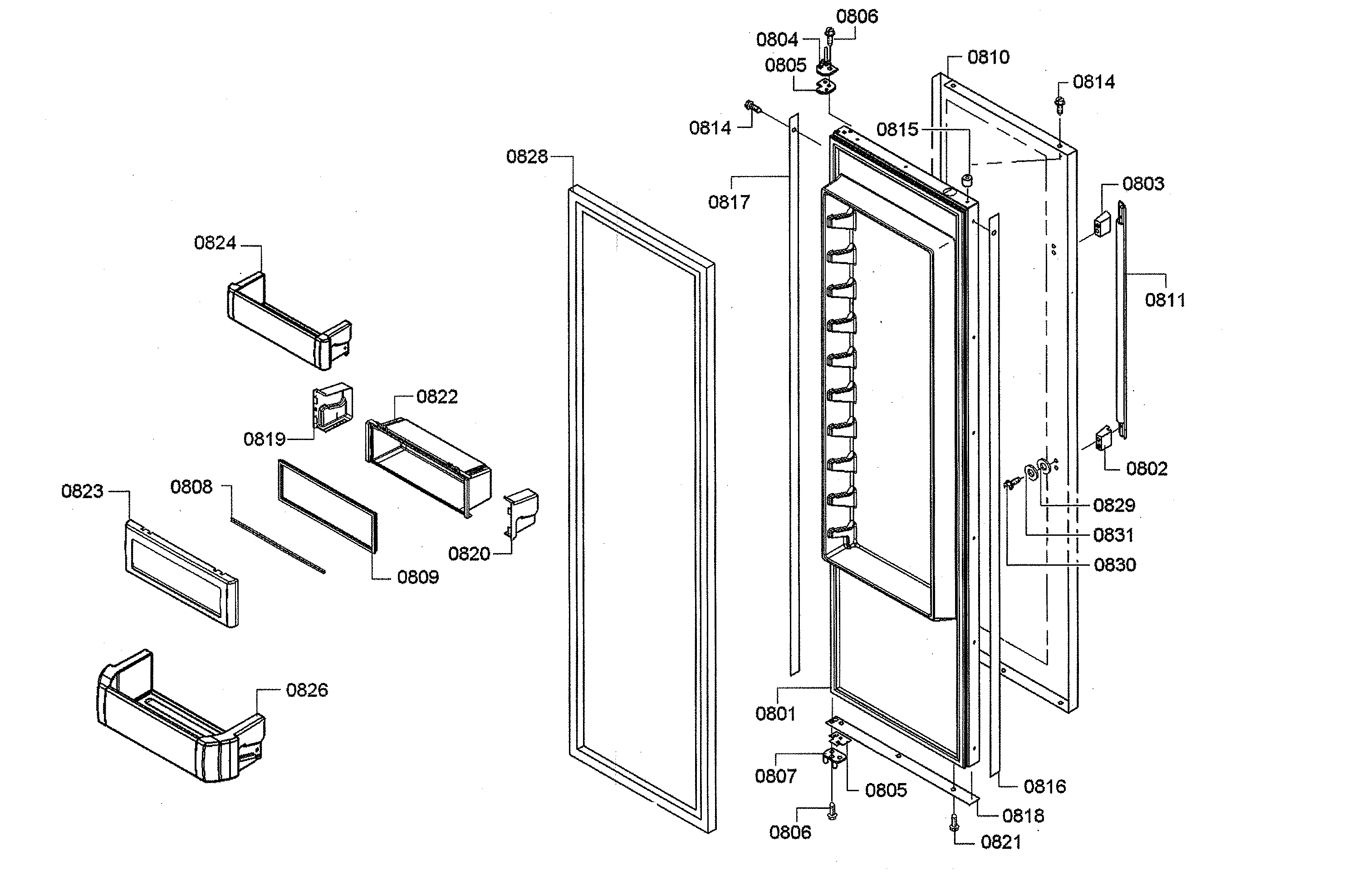 Thermador KBUIT4855E/06 refrigerator door diagram