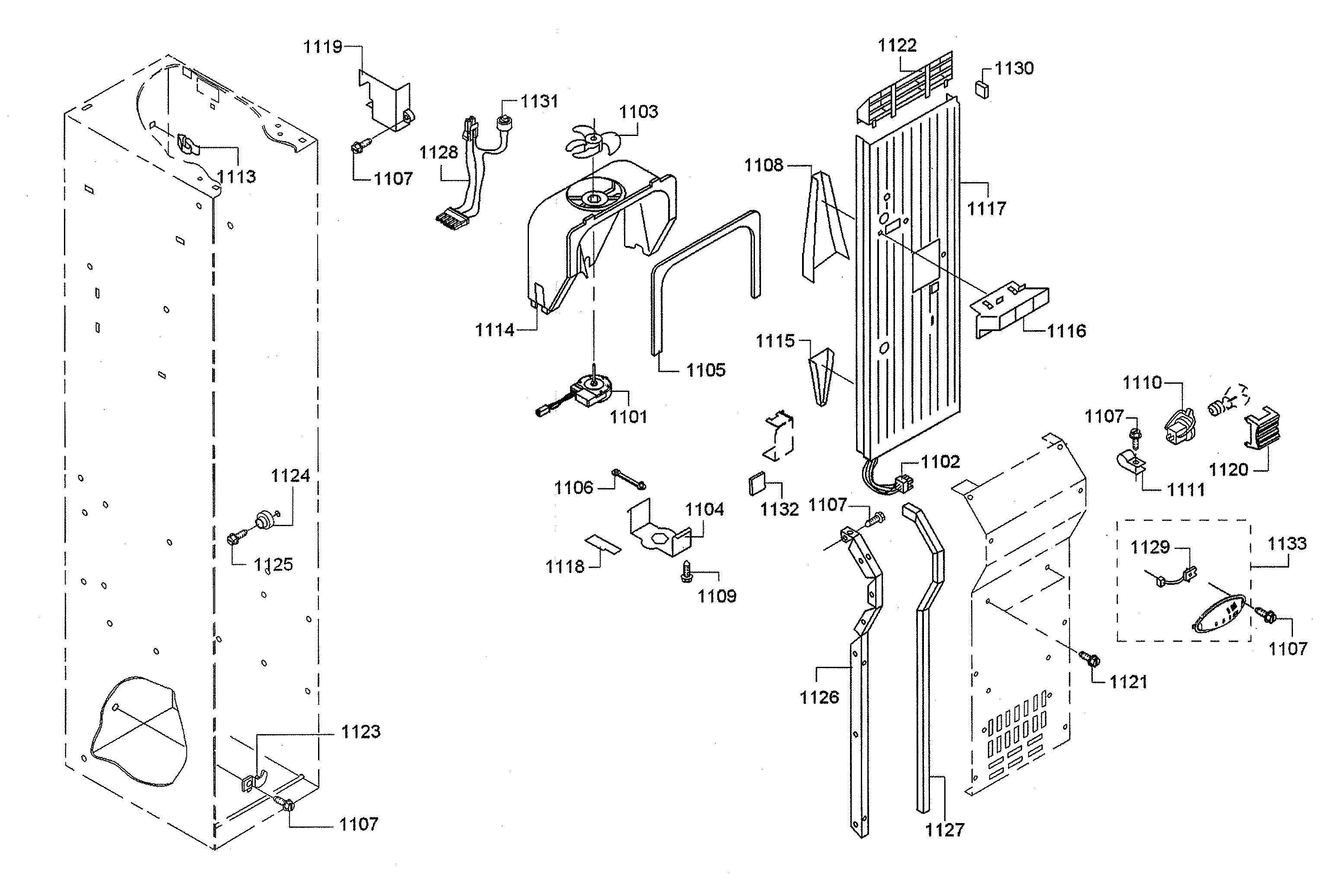 Thermador KBUIT4855E/06 air duct/fan motor diagram