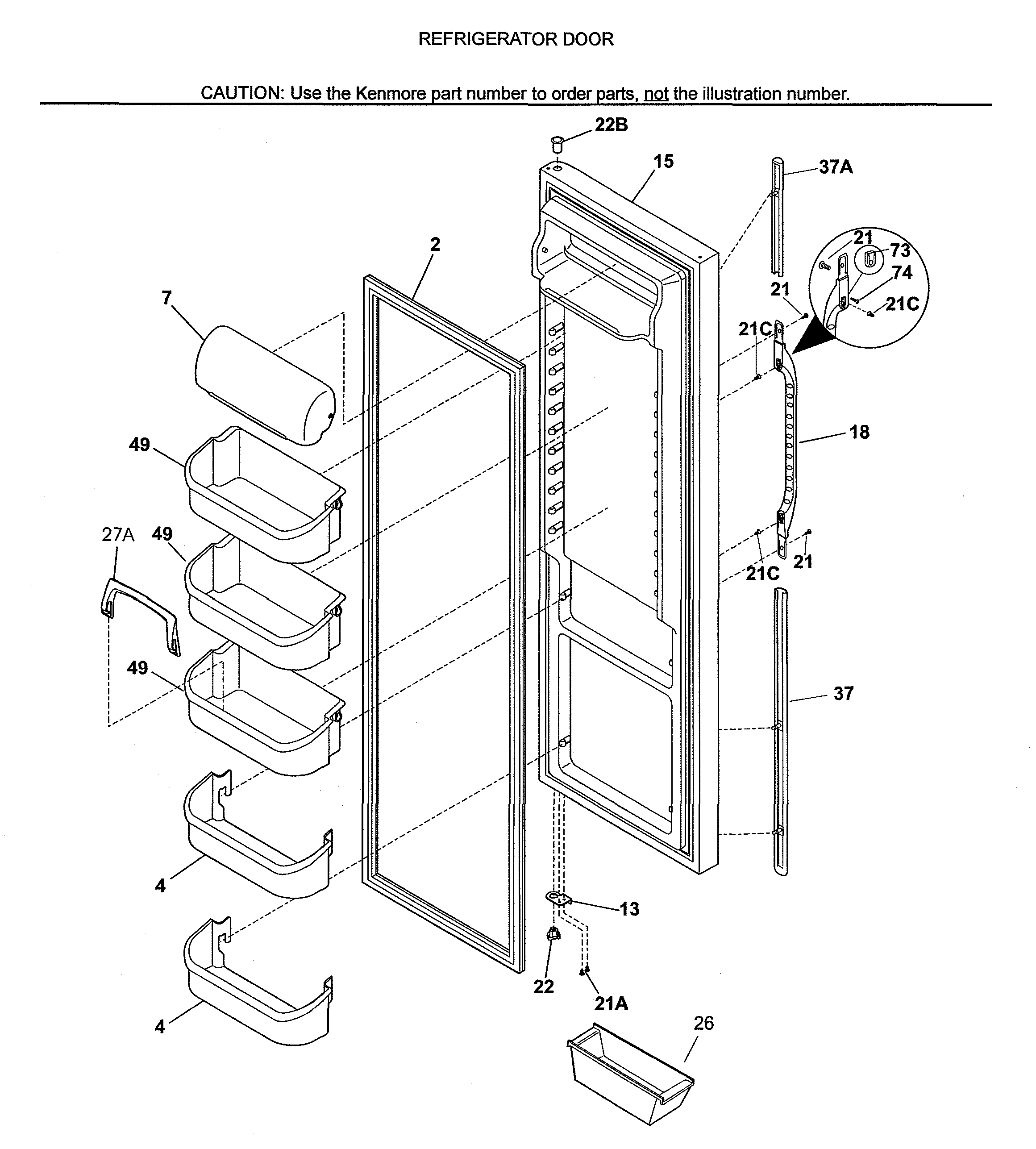 Kenmore 25353679302 refrigerator door diagram