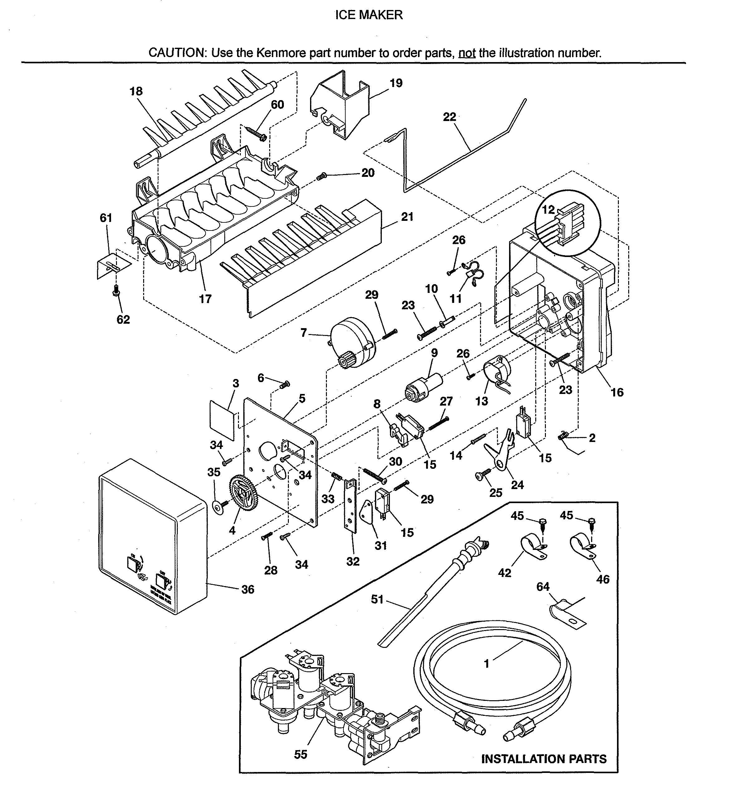 Kenmore 25353679302 ice maker diagram
