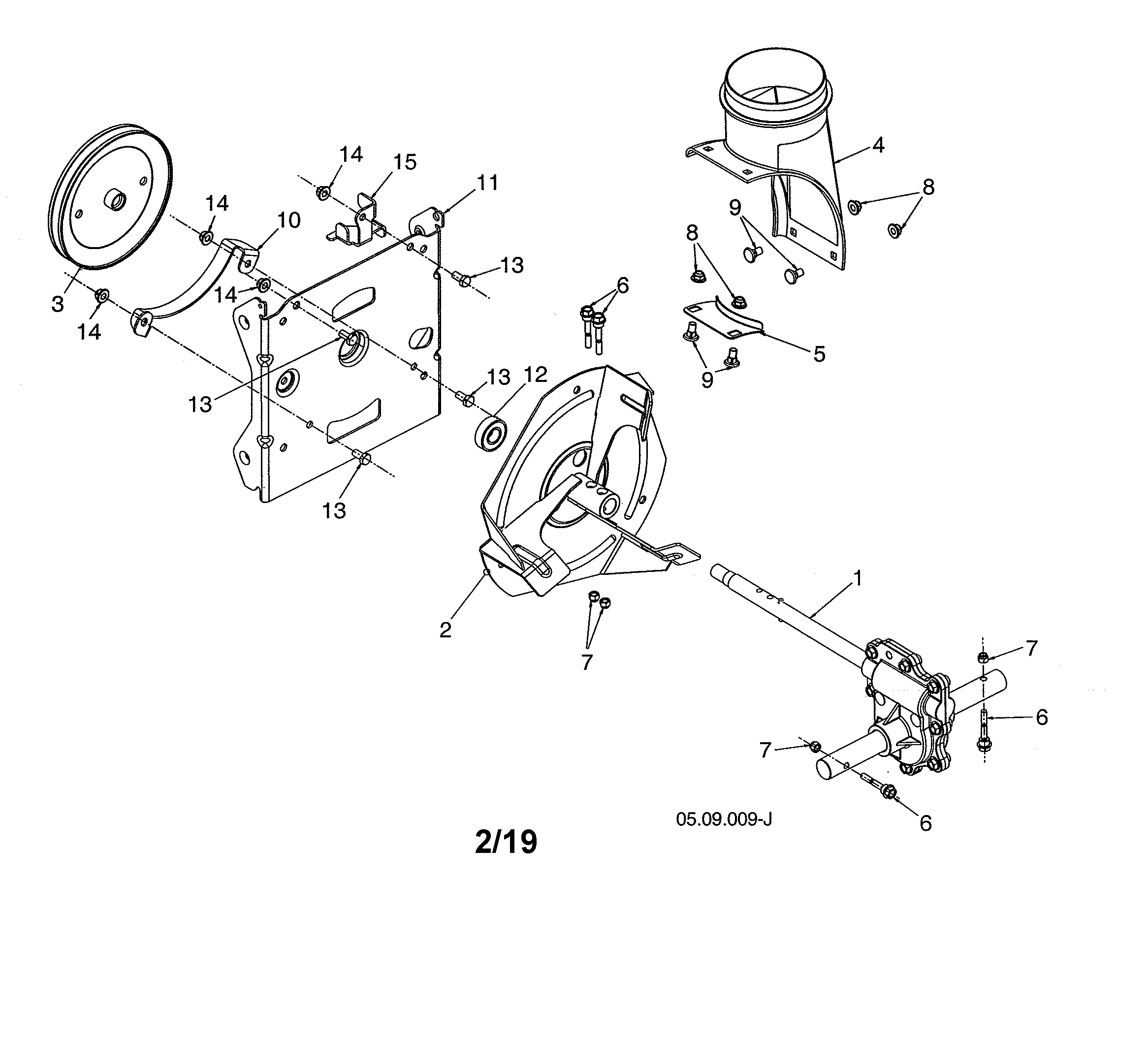 Husqvarna ST224-96193009603 gearbox auger/impeller steel diagram