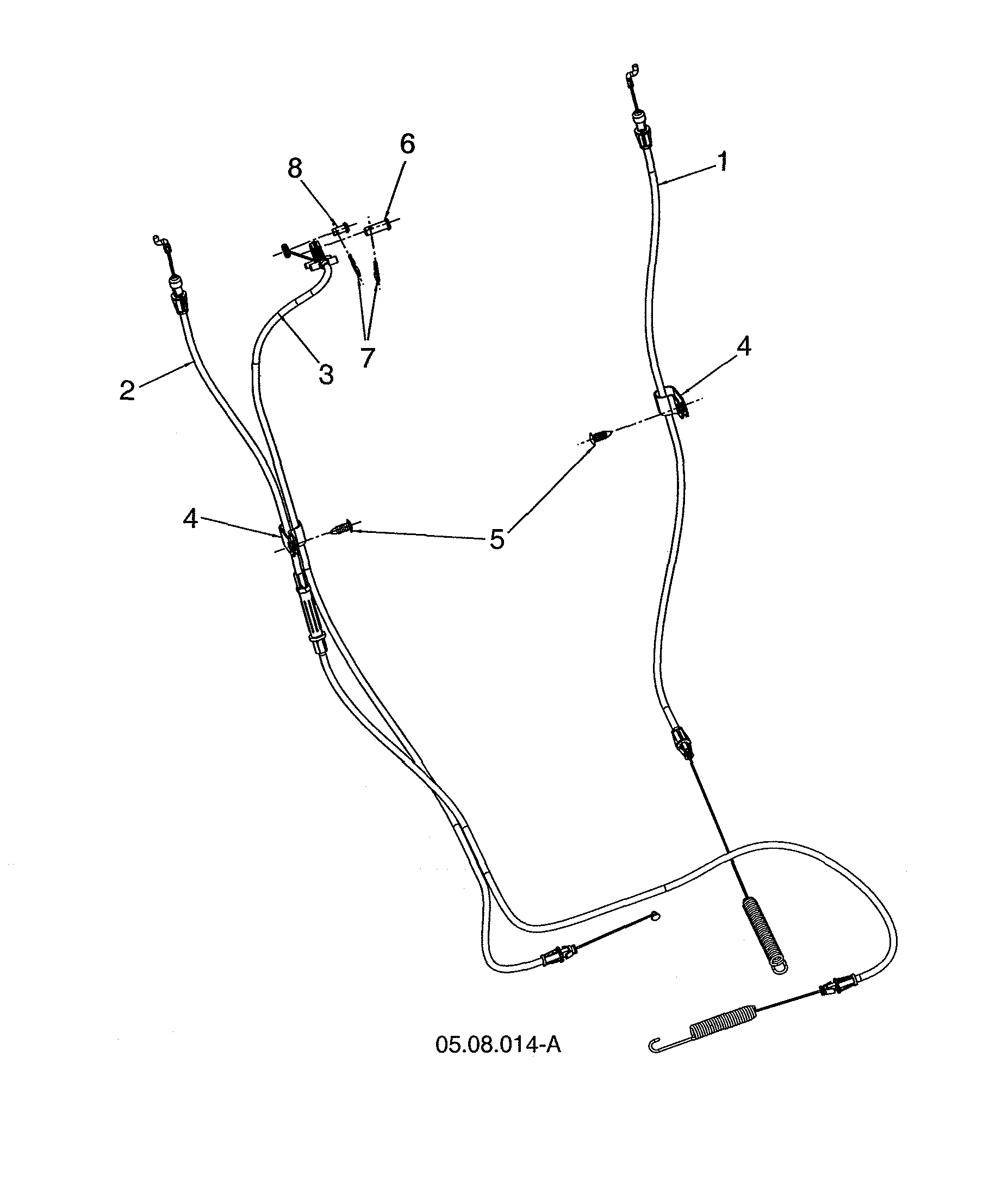 Husqvarna ST224-96193009603 control cable - drive/auger/speed diagram