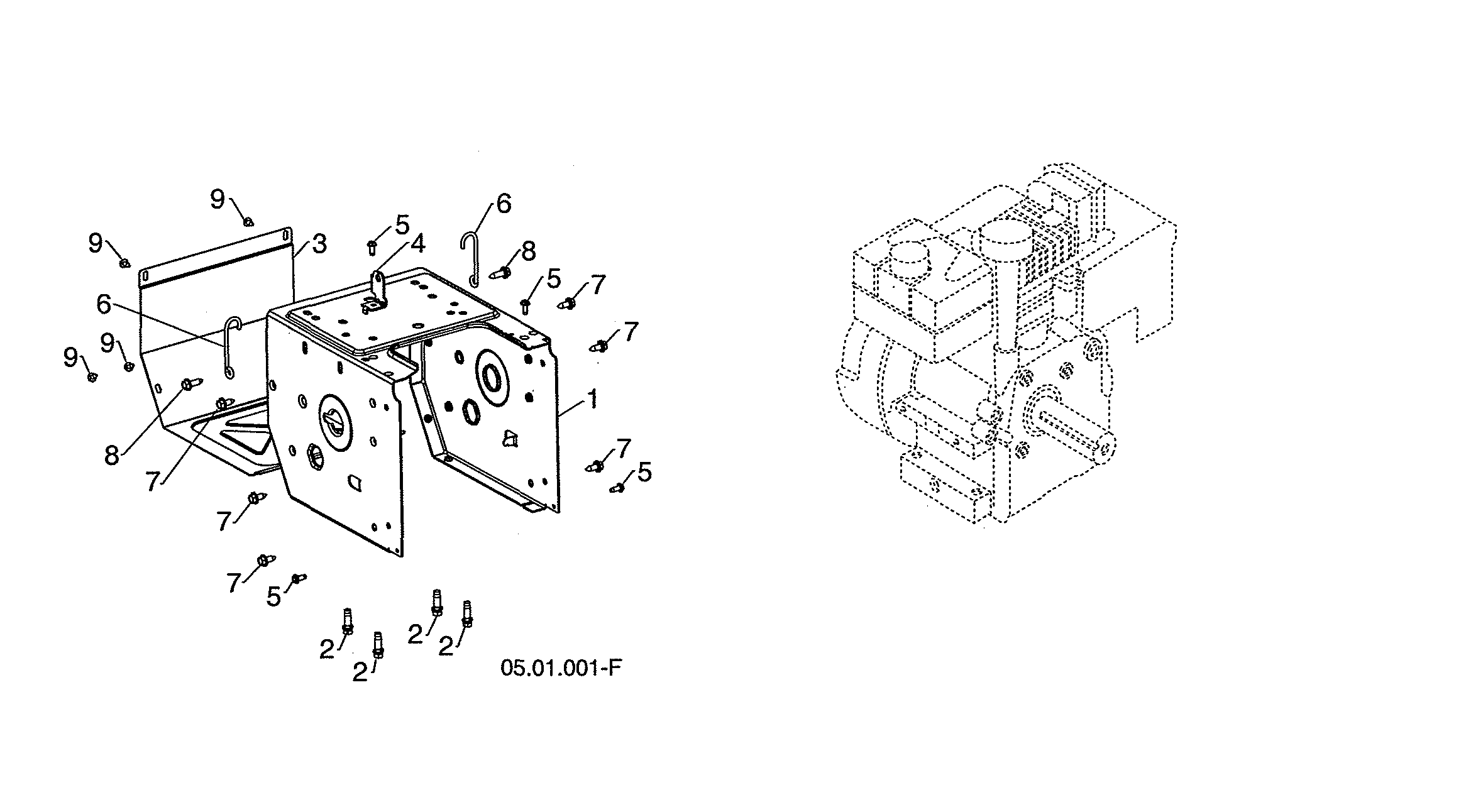 Husqvarna ST224-96193009603 engine frame diagram