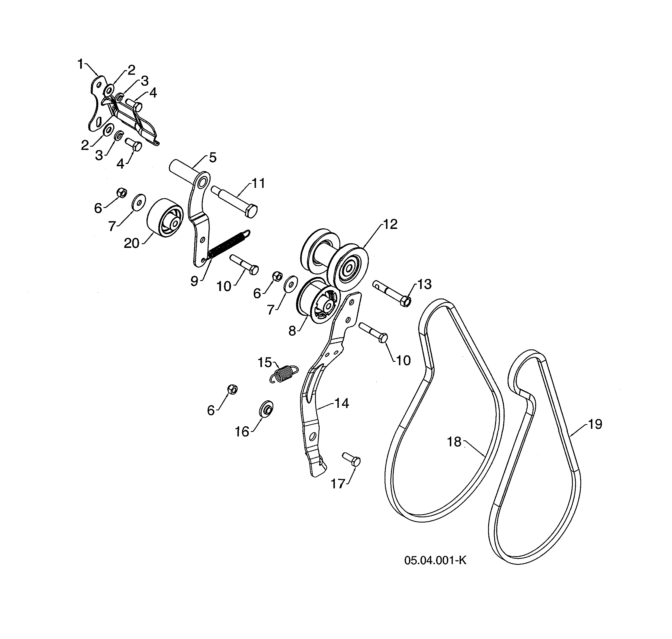 Husqvarna ST224-96193009603 engine pulley/drive & impeller belts diagram