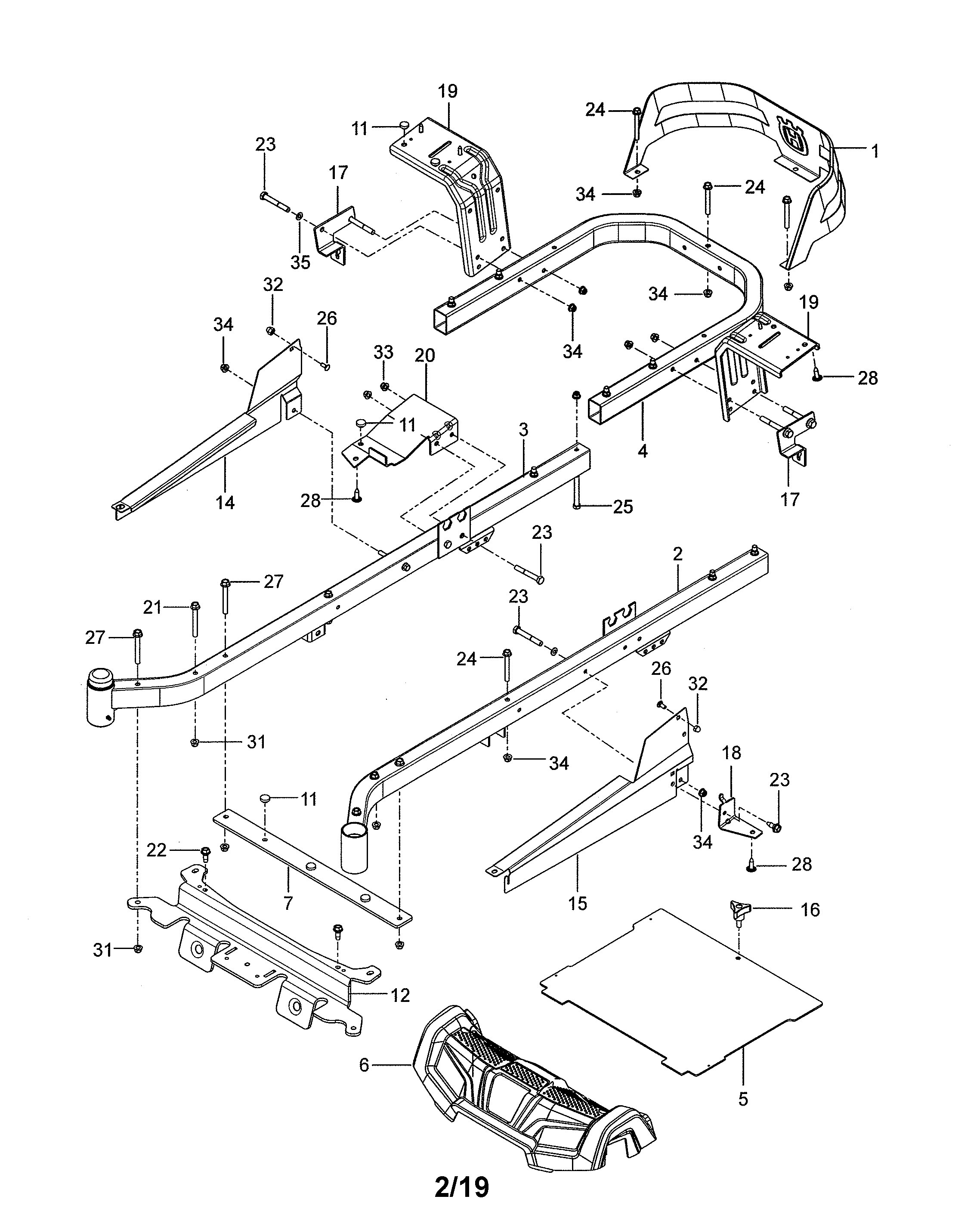 Husqvarna Z142-967924801-00 frame diagram
