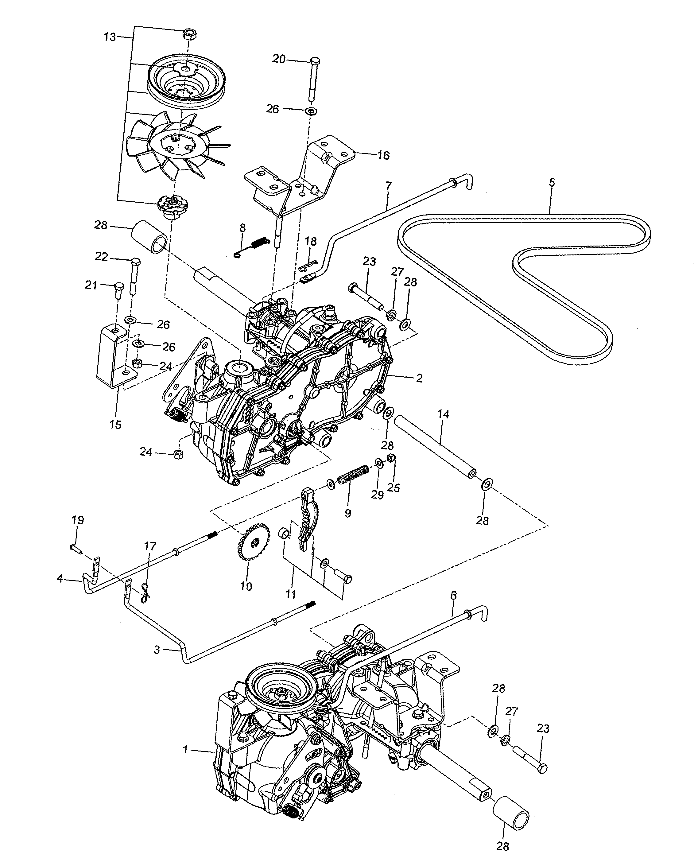 Husqvarna Z142-967924801-00 hydraulic pump-motor diagram