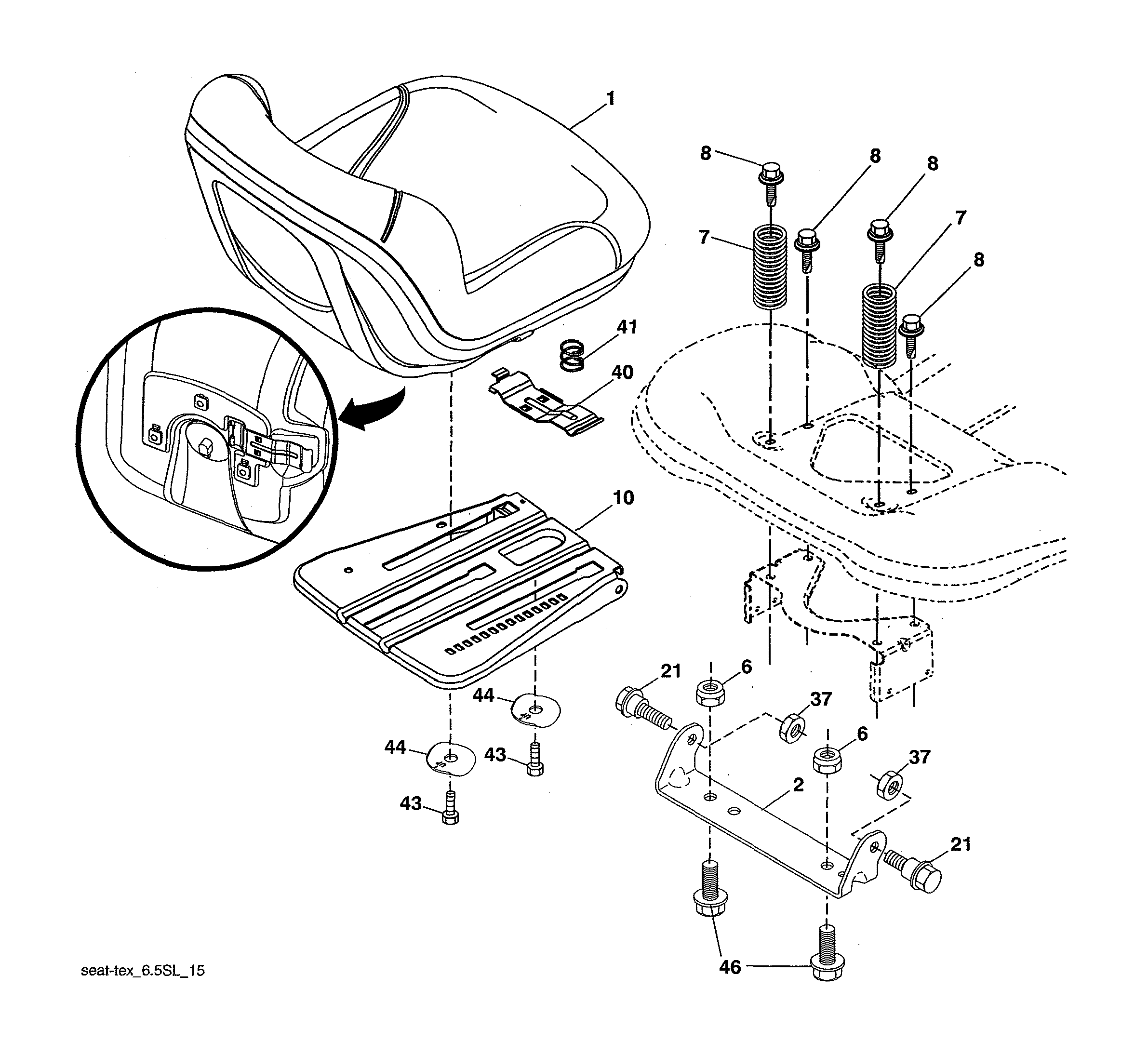 Husqvarna 96043026000 seat assembly diagram