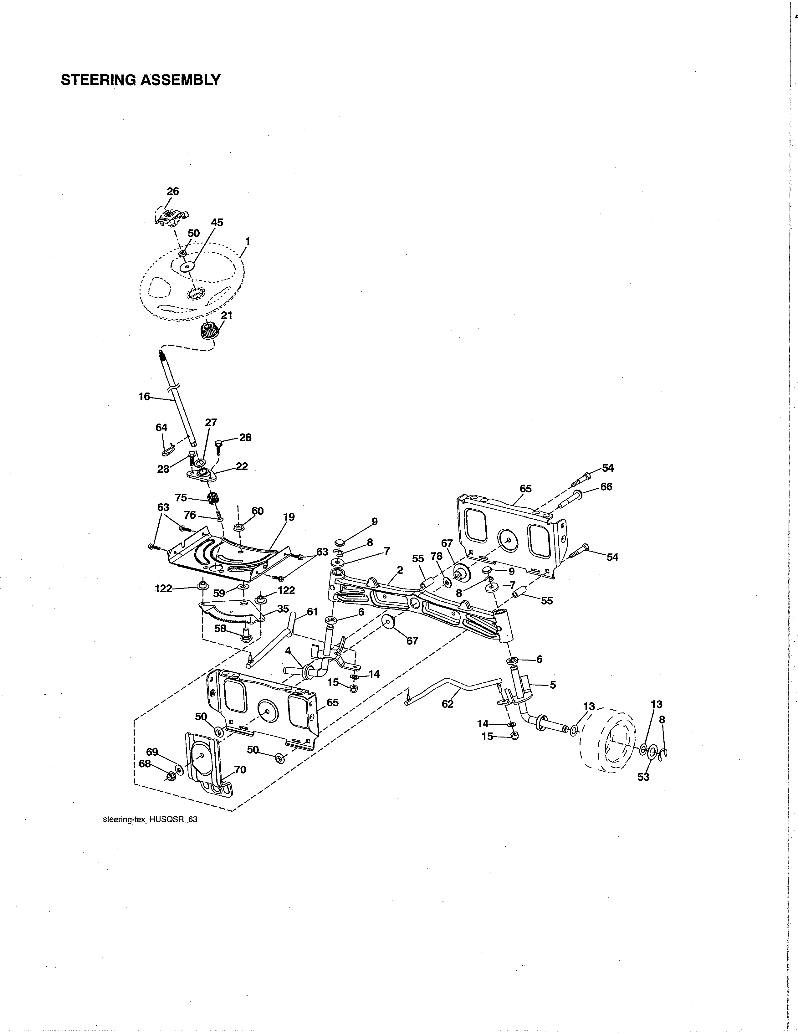 Husqvarna LGT54DXL-96043026100 steering assembly diagram