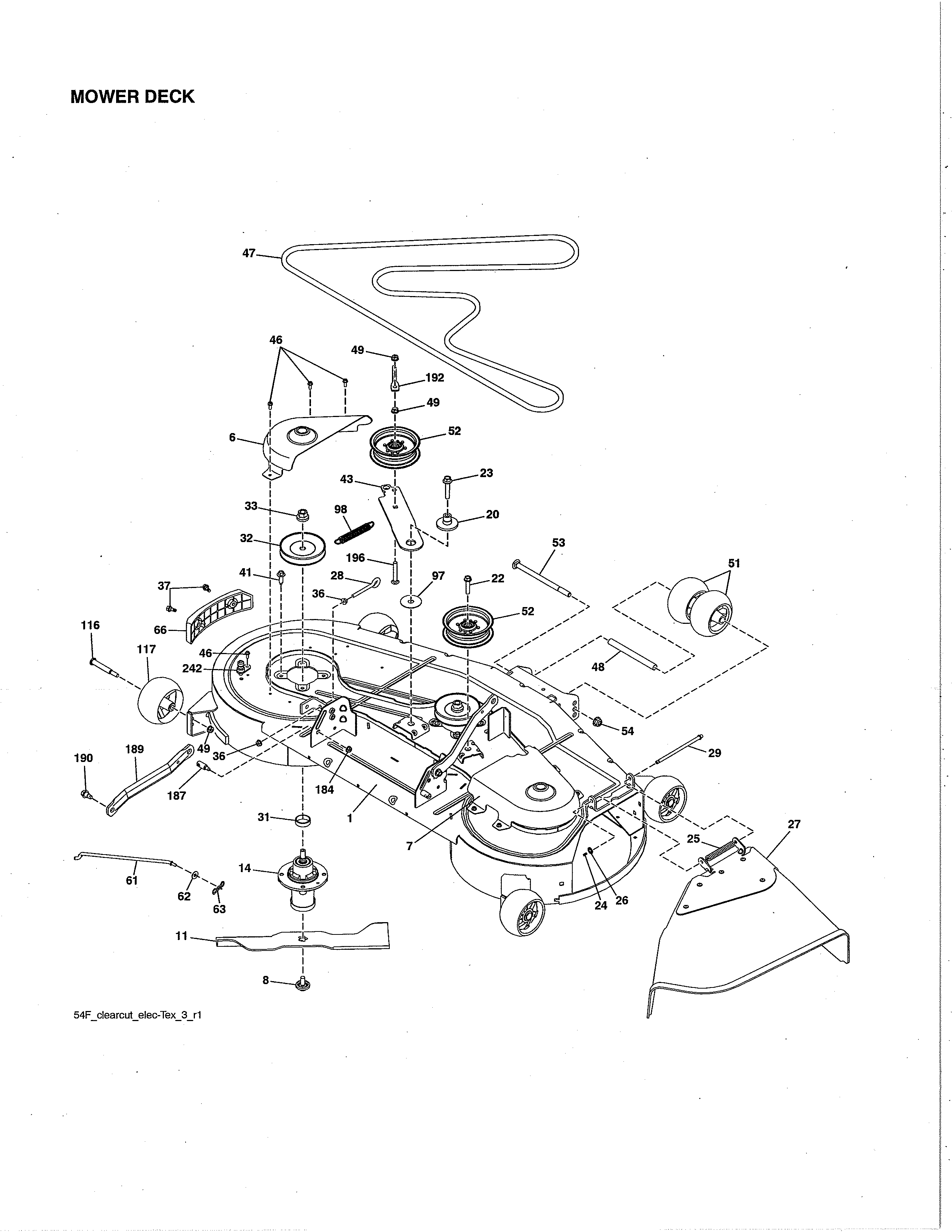 Husqvarna LGT54DXL-96043026100 mower deck diagram