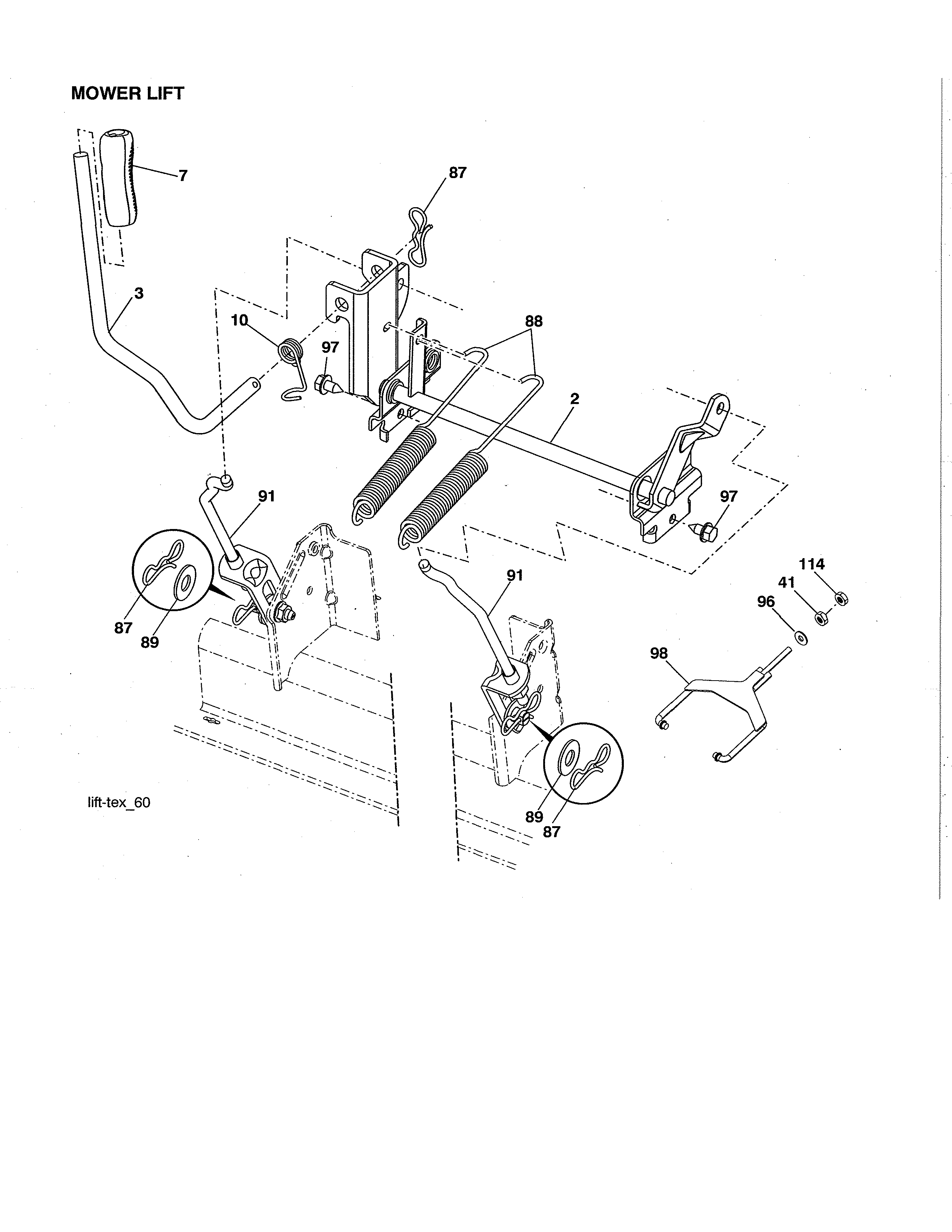 Husqvarna LGT54DXL-96043026100 mower lift diagram