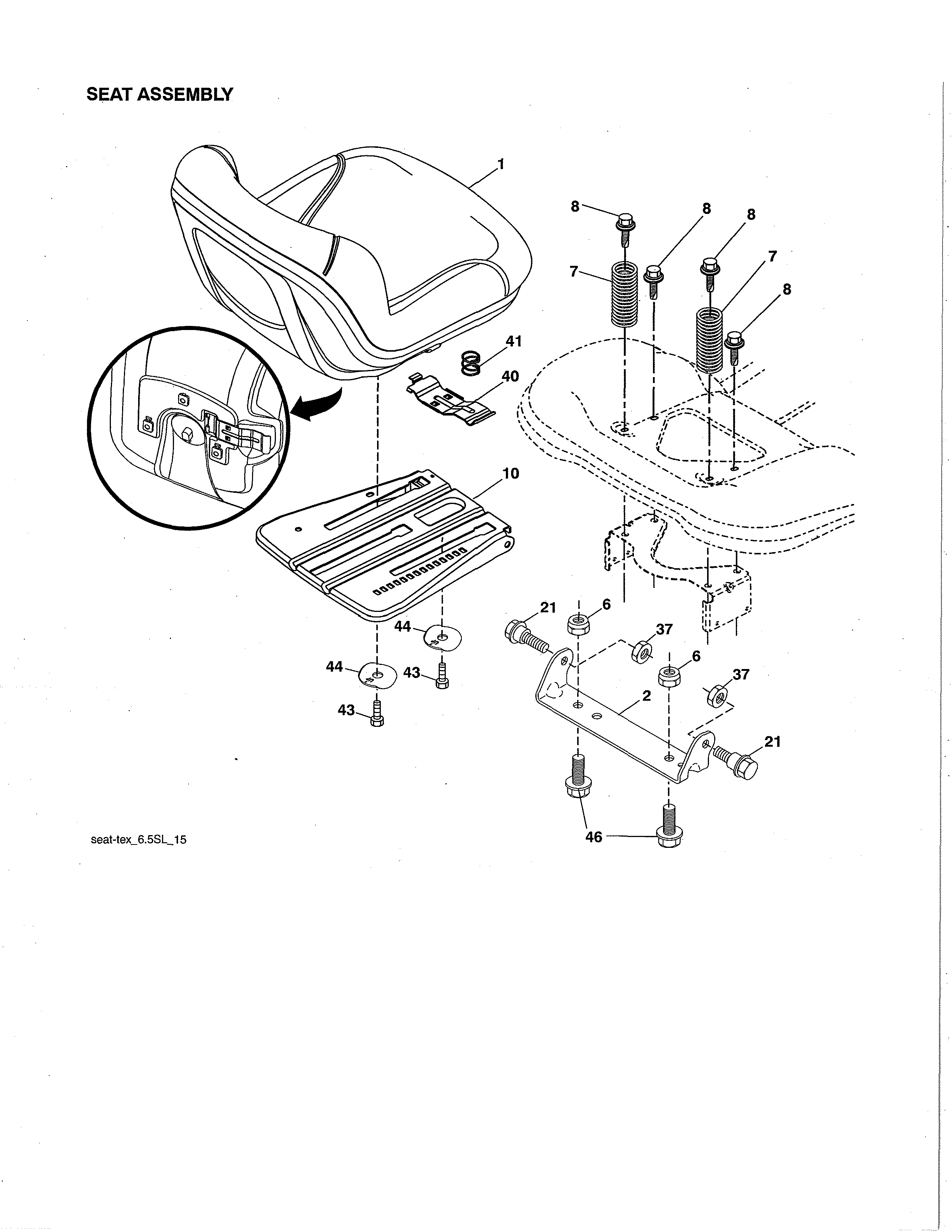 Husqvarna LGT54DXL-96043026100 seat assembly diagram