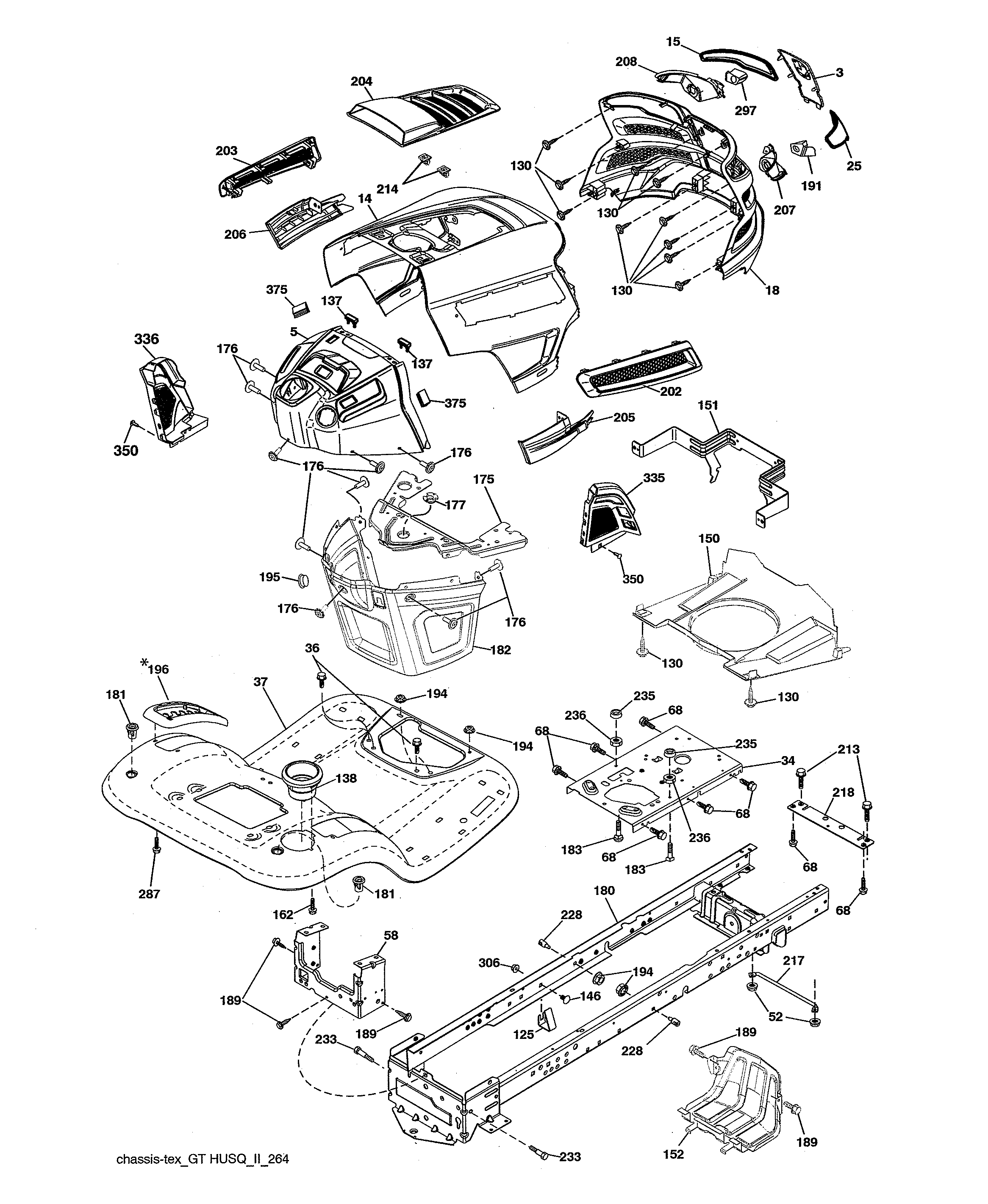Husqvarna YTH24V54-96043025900 chassis diagram