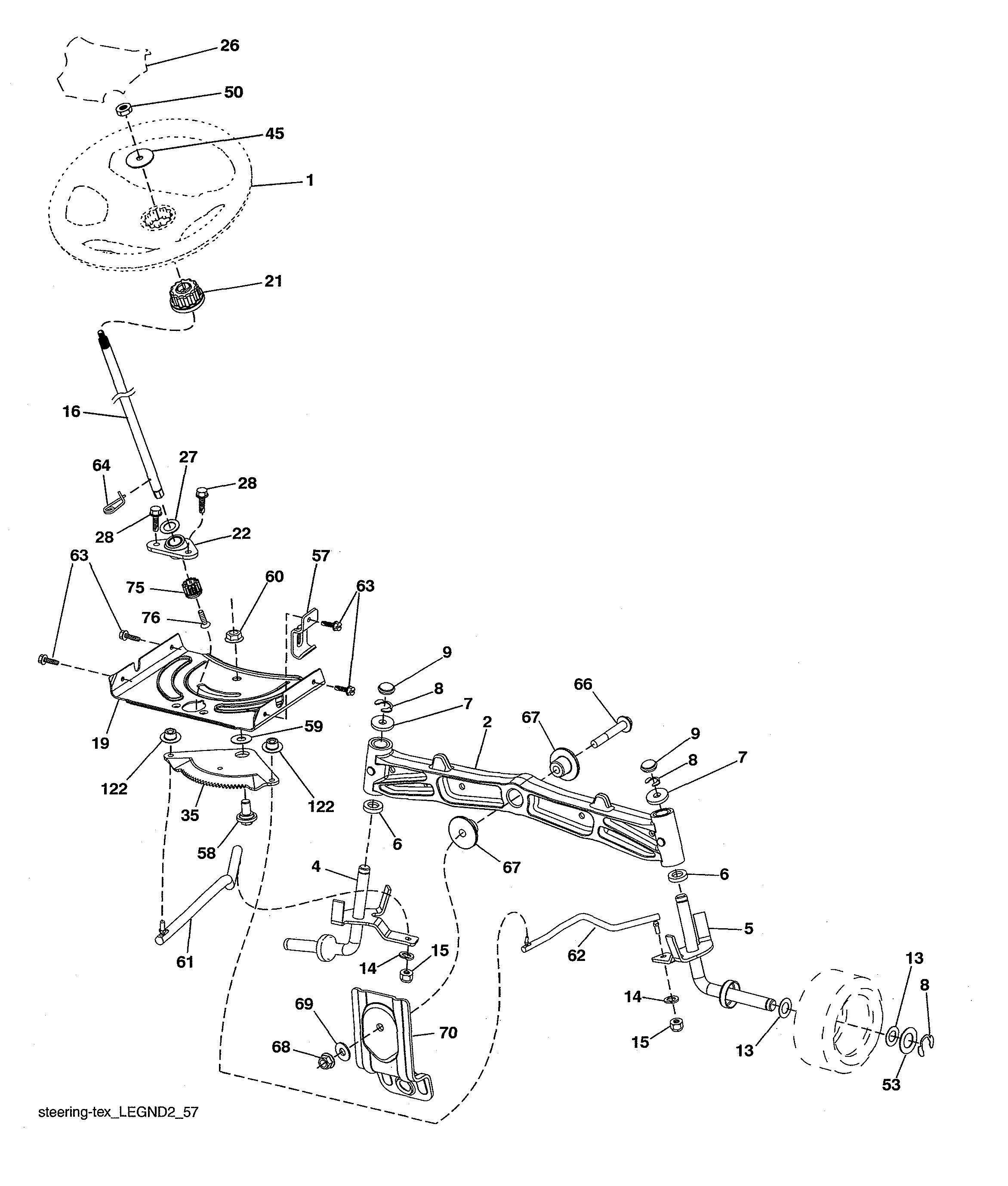 Husqvarna YTH24V54-96043025900 steering diagram
