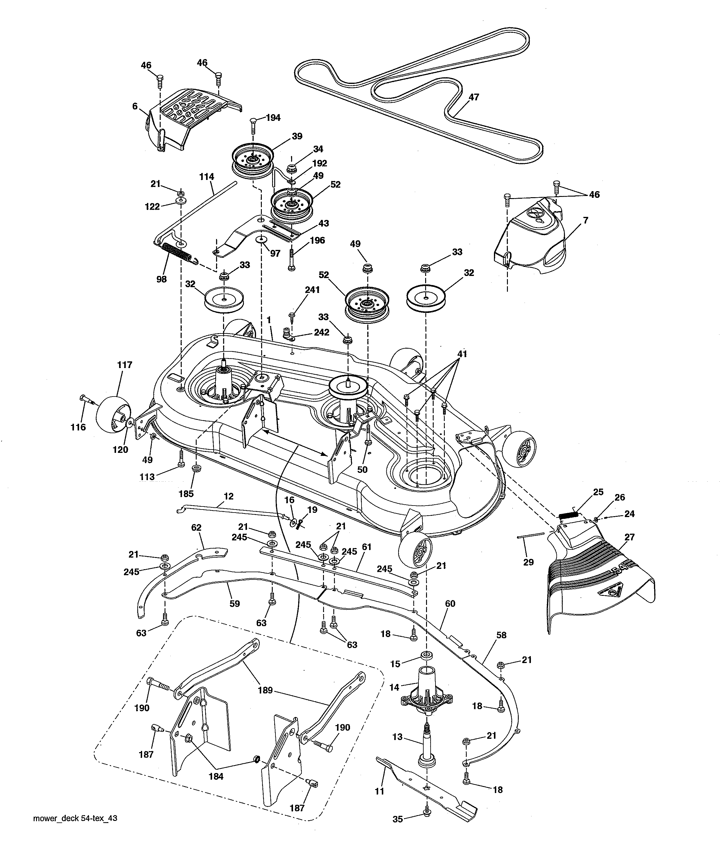 Husqvarna YTH24V54-96043025900 mower deck diagram