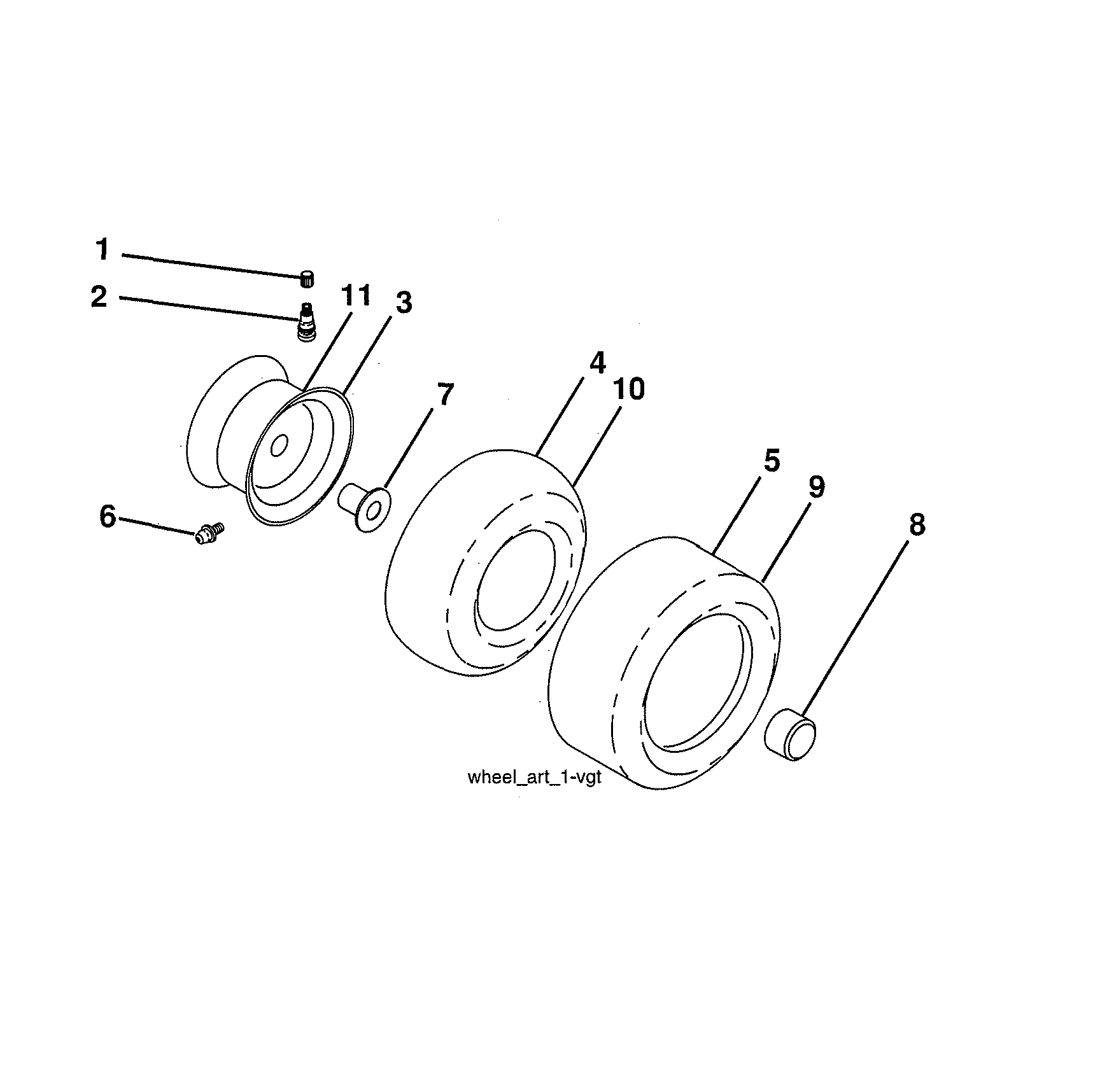 Husqvarna YTH24V54-96043025900 wheels & tires diagram