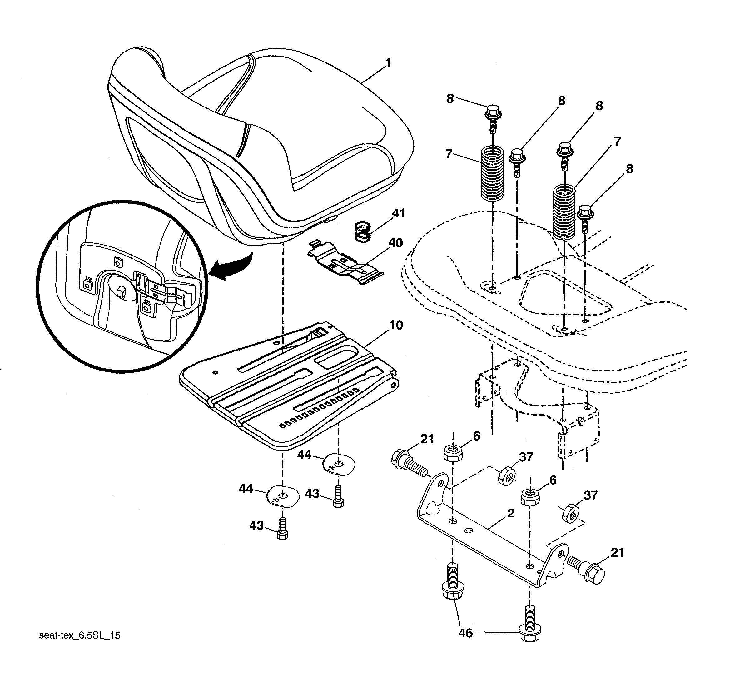 Husqvarna 96043027300 seat assembly diagram
