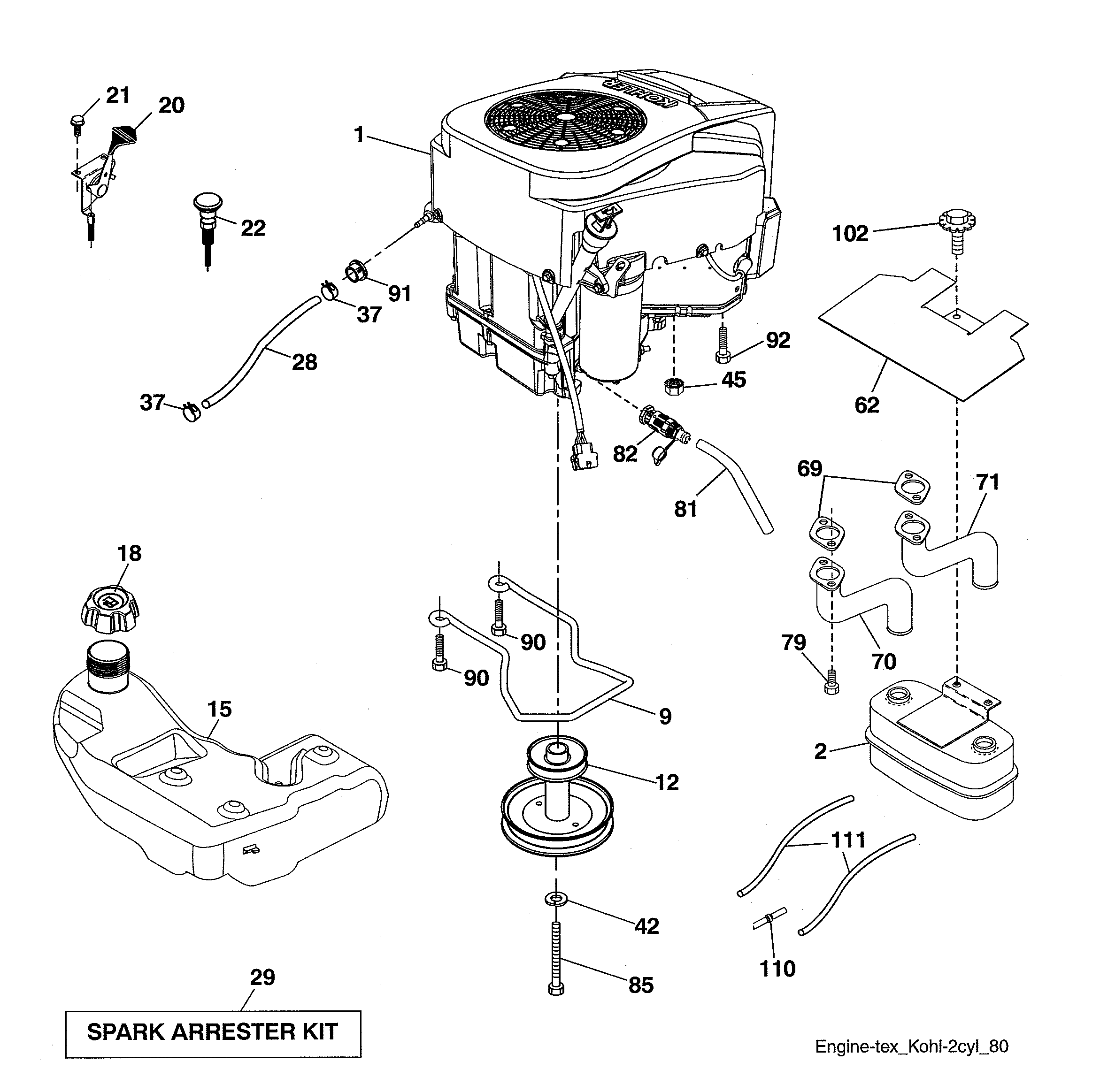 Husqvarna YTH20K46-96043027700 engine diagram