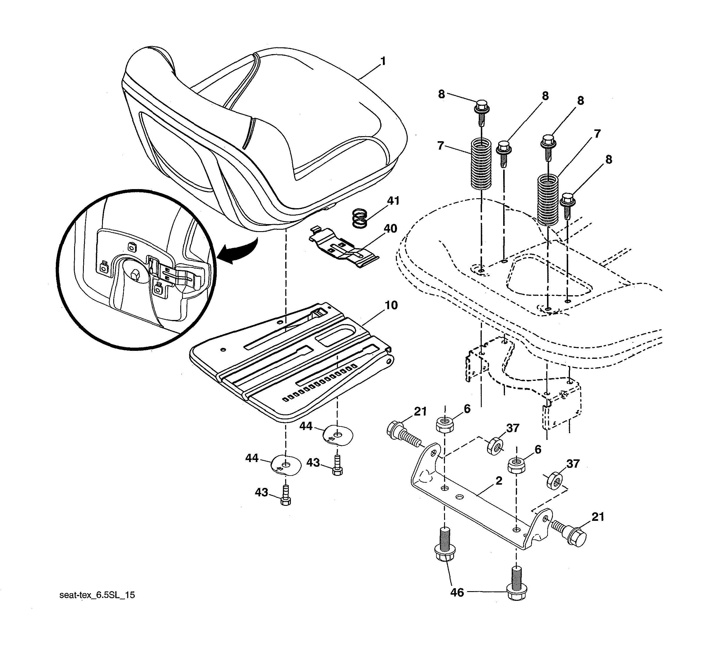 Husqvarna YTH20K46-96043027700 seat assembly diagram