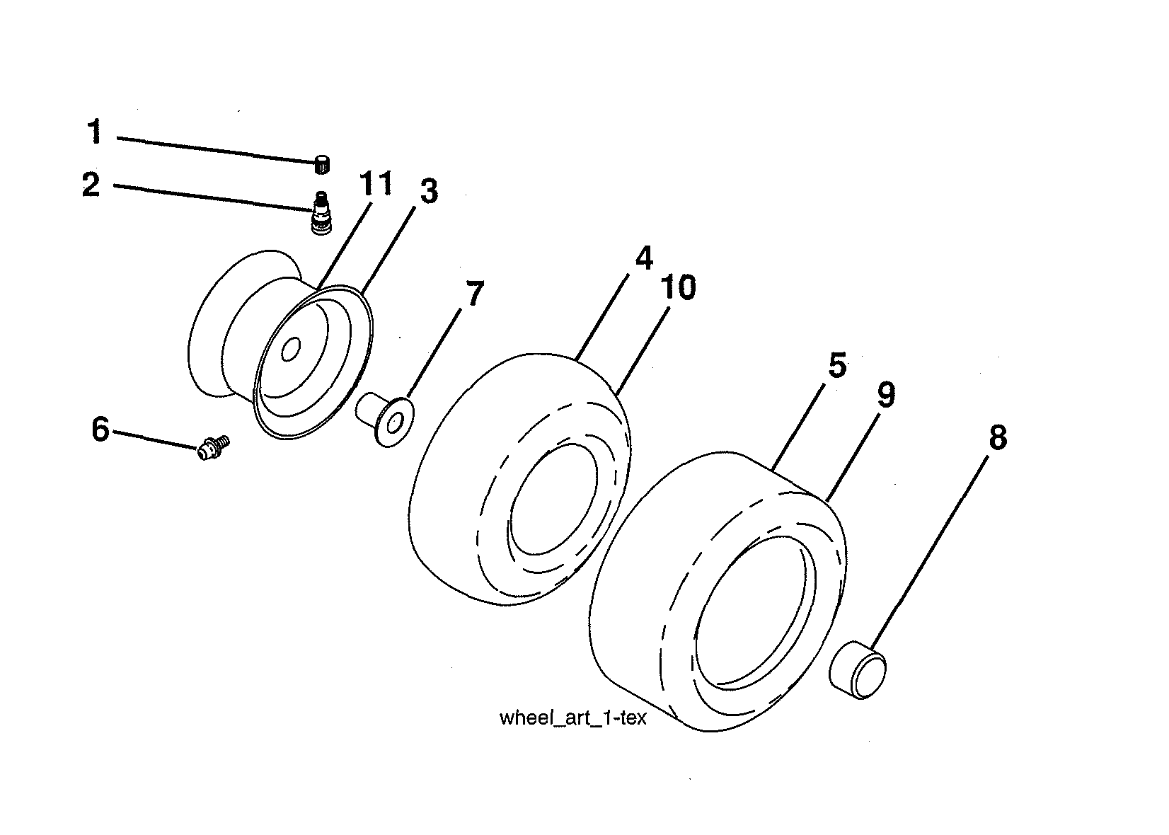 Husqvarna YTH20K46-96043027700 wheels & tires diagram