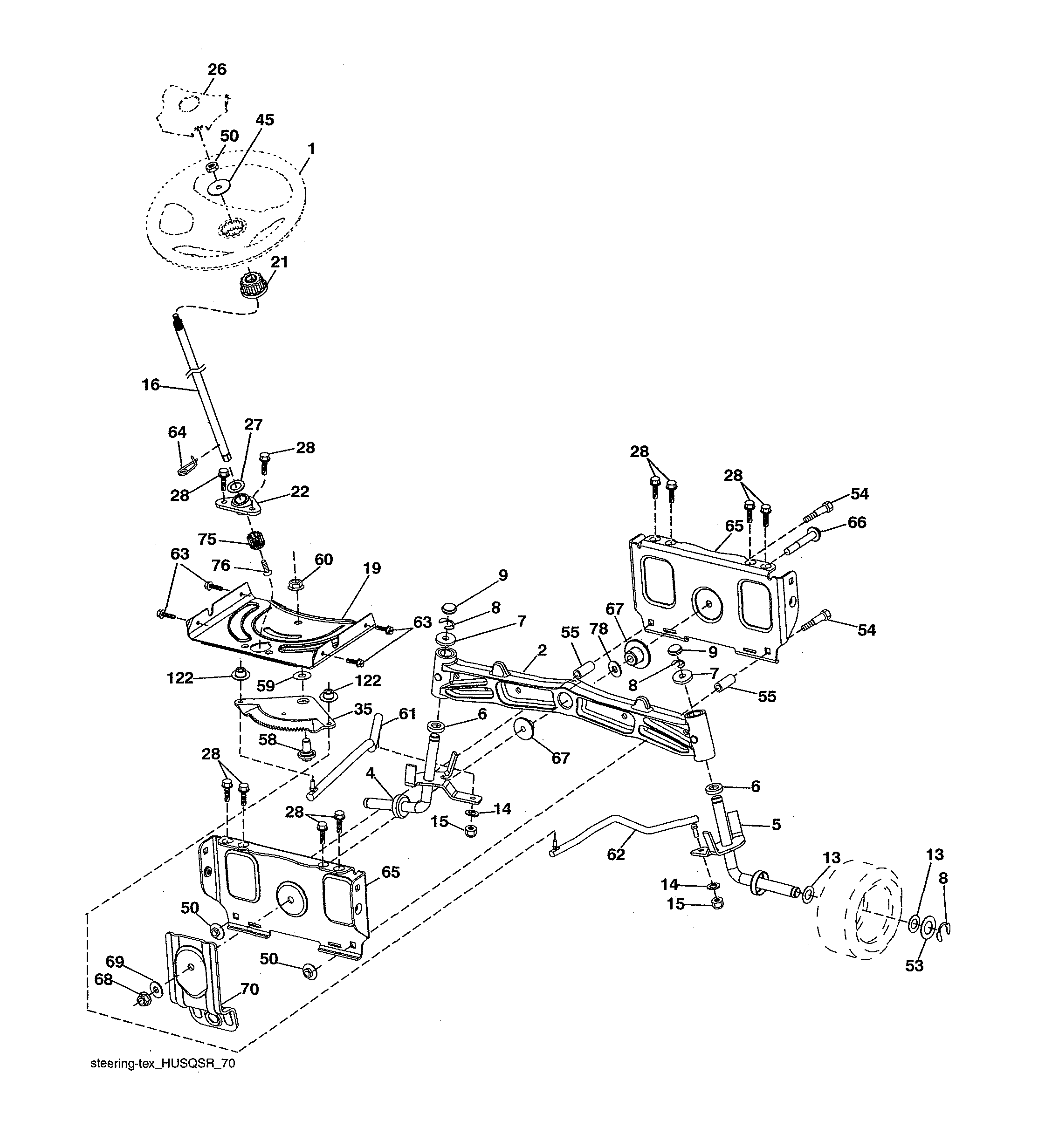 Husqvarna 96043028100 steering assembly diagram