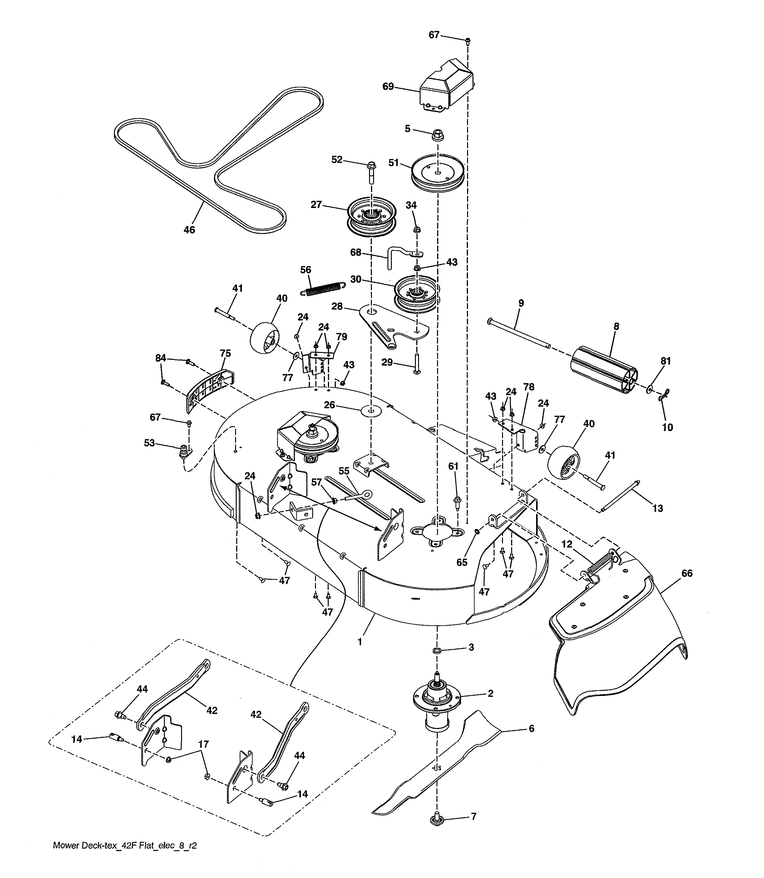 Husqvarna 96043028100 mower deck diagram