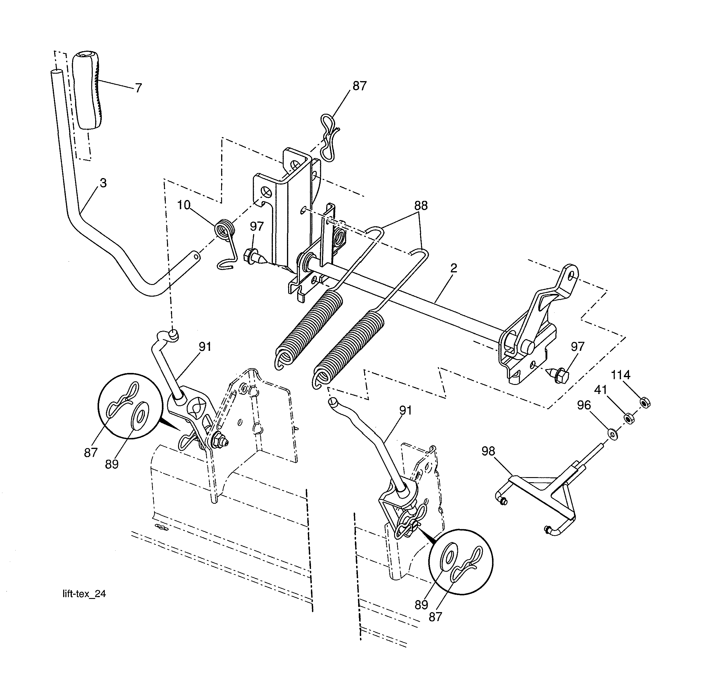Husqvarna 96043028100 mower lift diagram