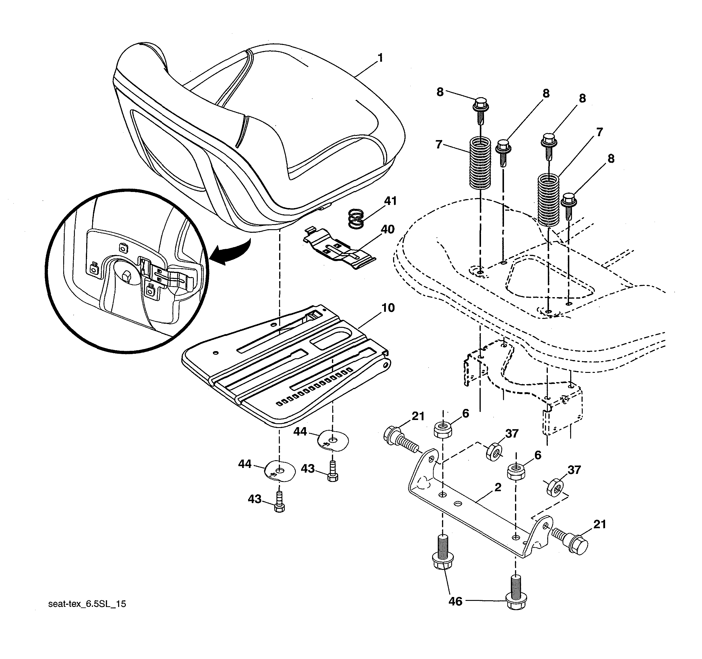 Husqvarna 96043028100 seat assembly diagram
