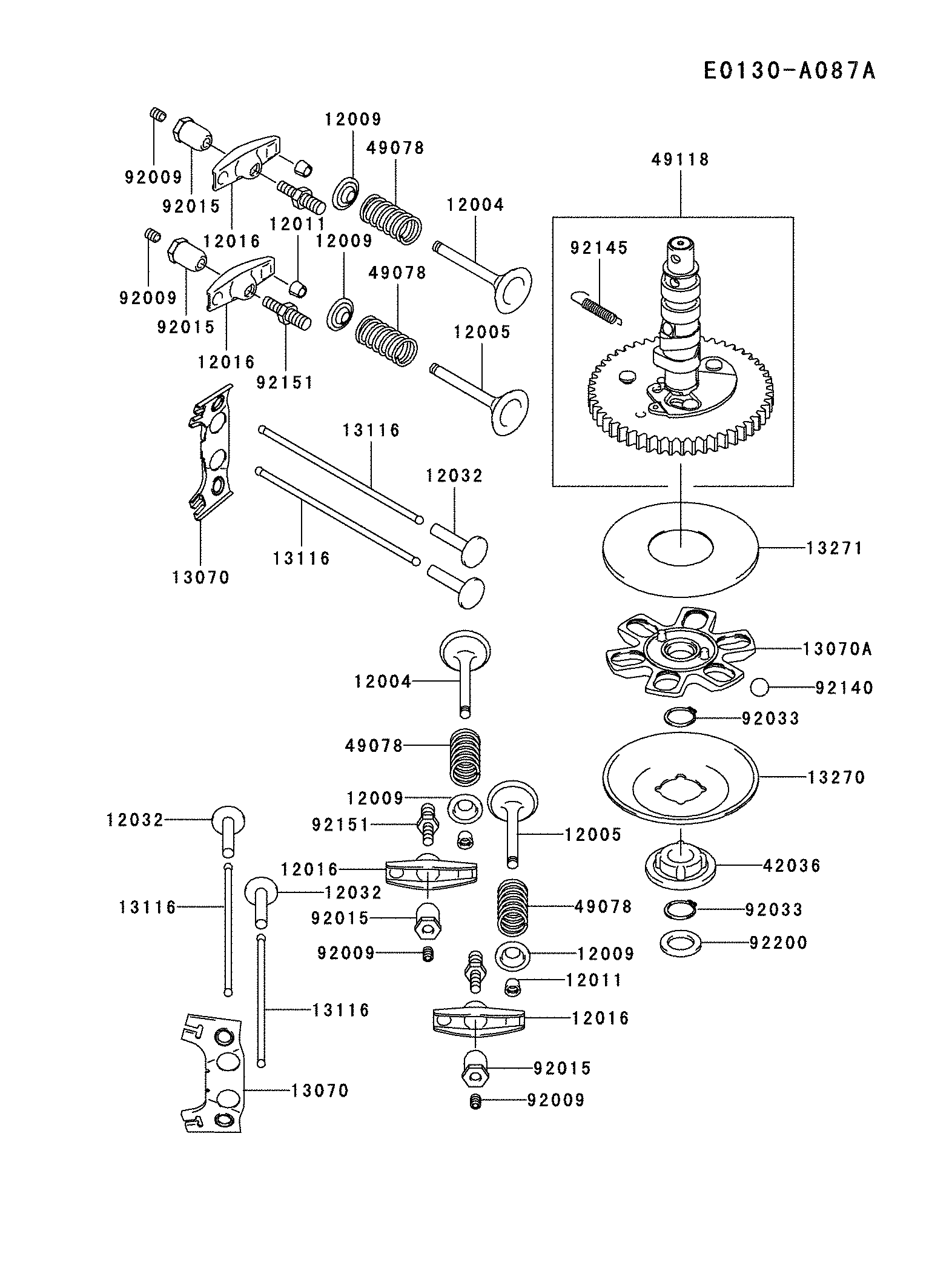 Husqvarna 96013000101 valve/camshaft diagram