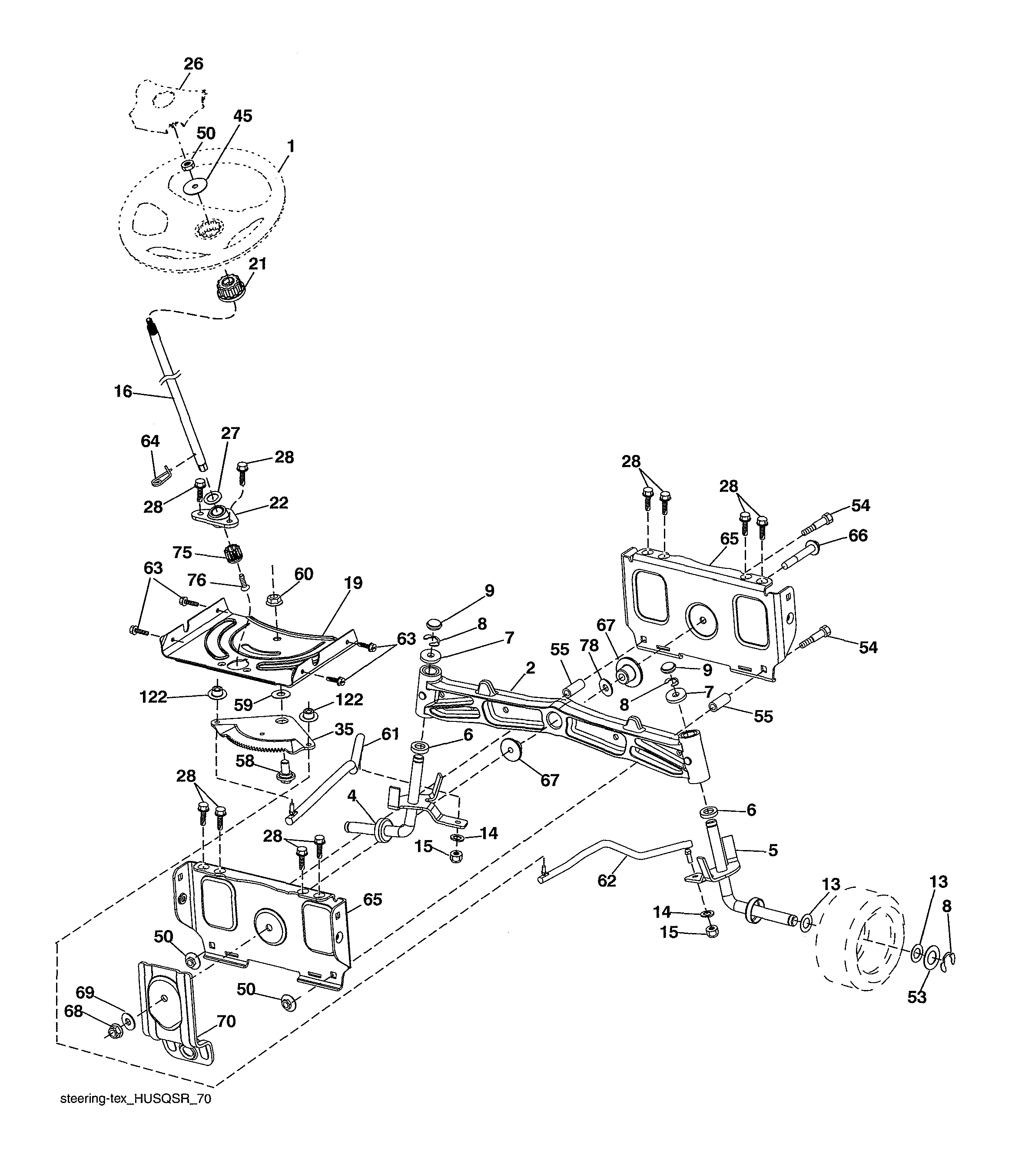 Husqvarna TS354X-96043029500 steering assembly diagram