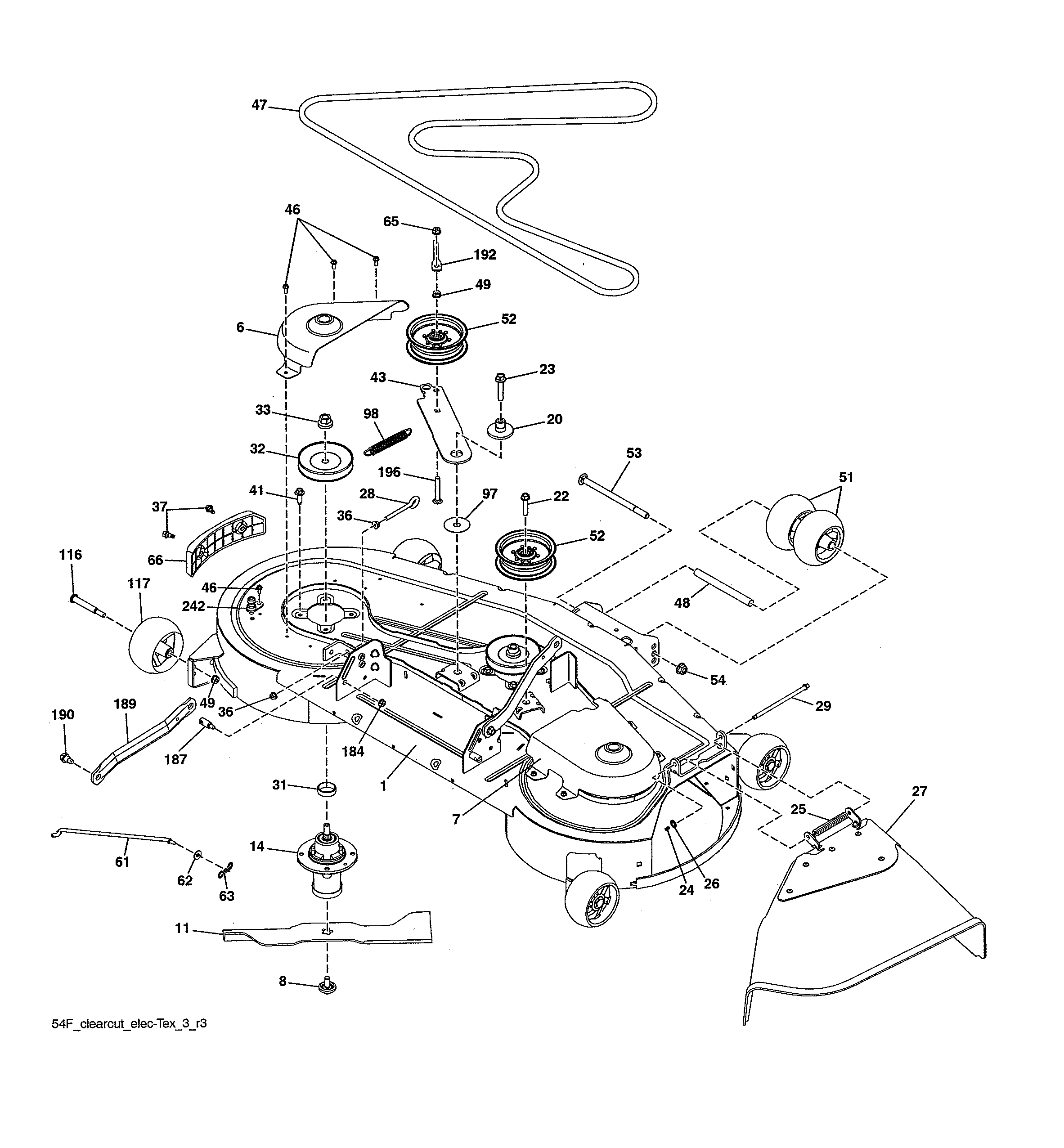 Husqvarna TS354X-96043029500 mower deck diagram